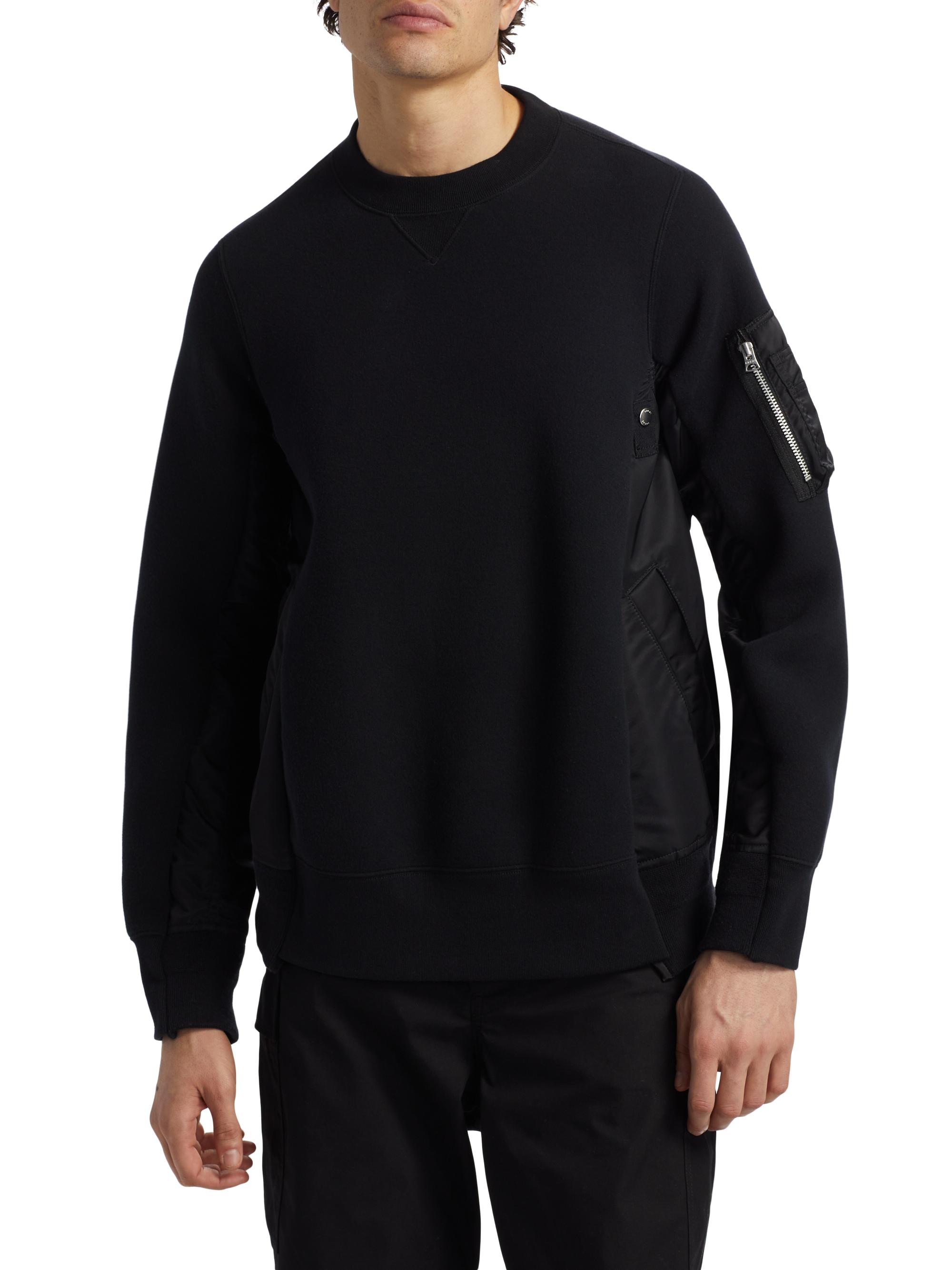 Sacai Sponge Sweat Mixed-Media Twill Sweater | Saks Fifth Avenue