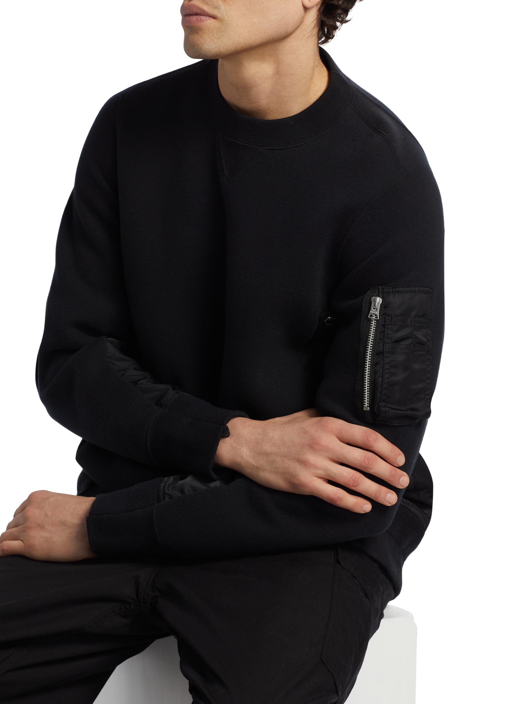 Sacai Sponge Sweat Mixed-Media Twill Sweater | Saks Fifth Avenue