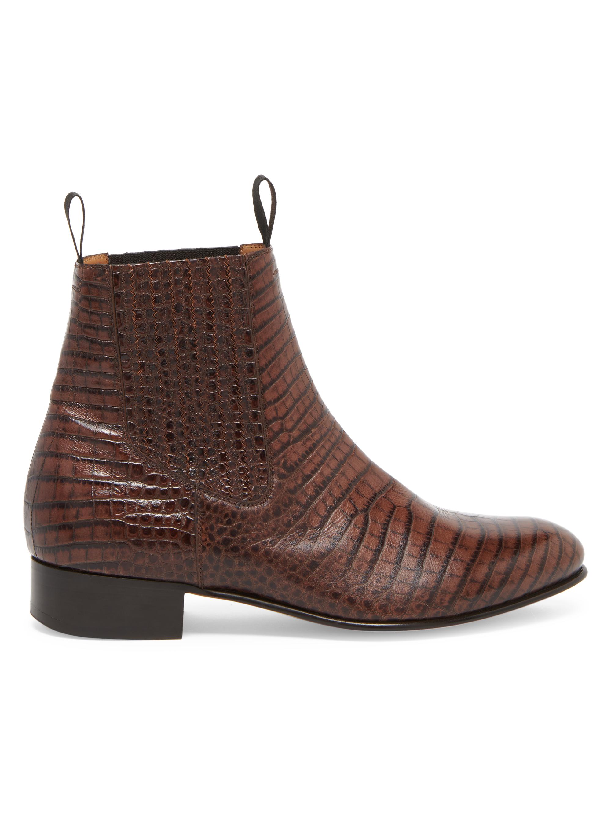 TOM FORD Men's Embossed Leather Ankle Boots - Tobacco