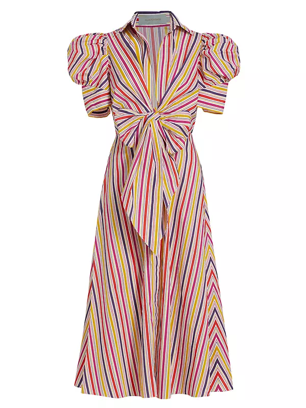 Roopal Striped Bow Midi-Dress