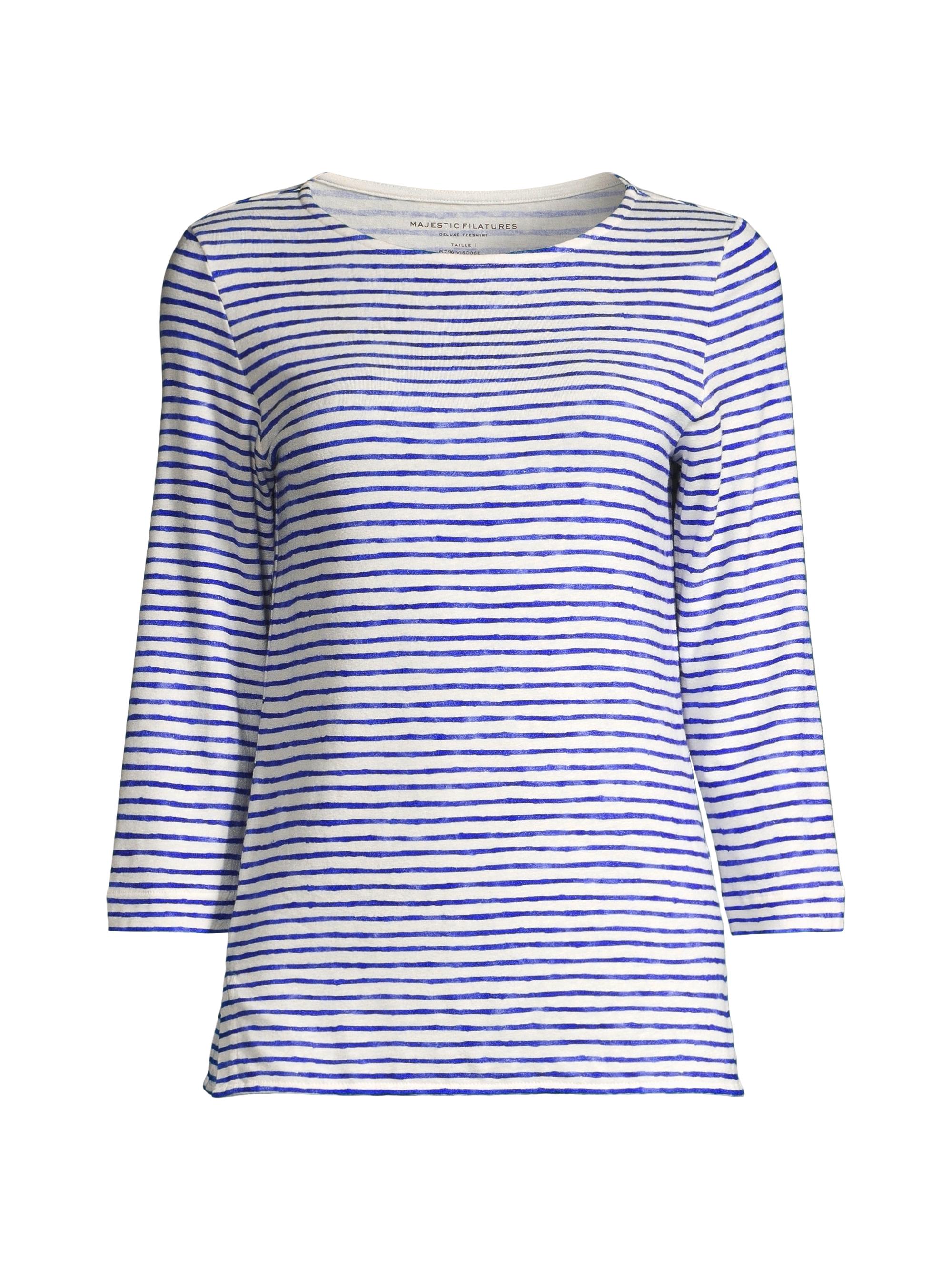 Majestic Filatures Women's Striped Linen Top - Klein