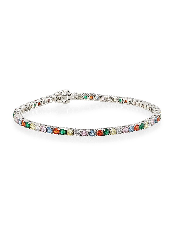 Sterling silver cubic zirconia tennis bracelet. Multi Sterling silver cubic zirconia tennis bracelet. Multi