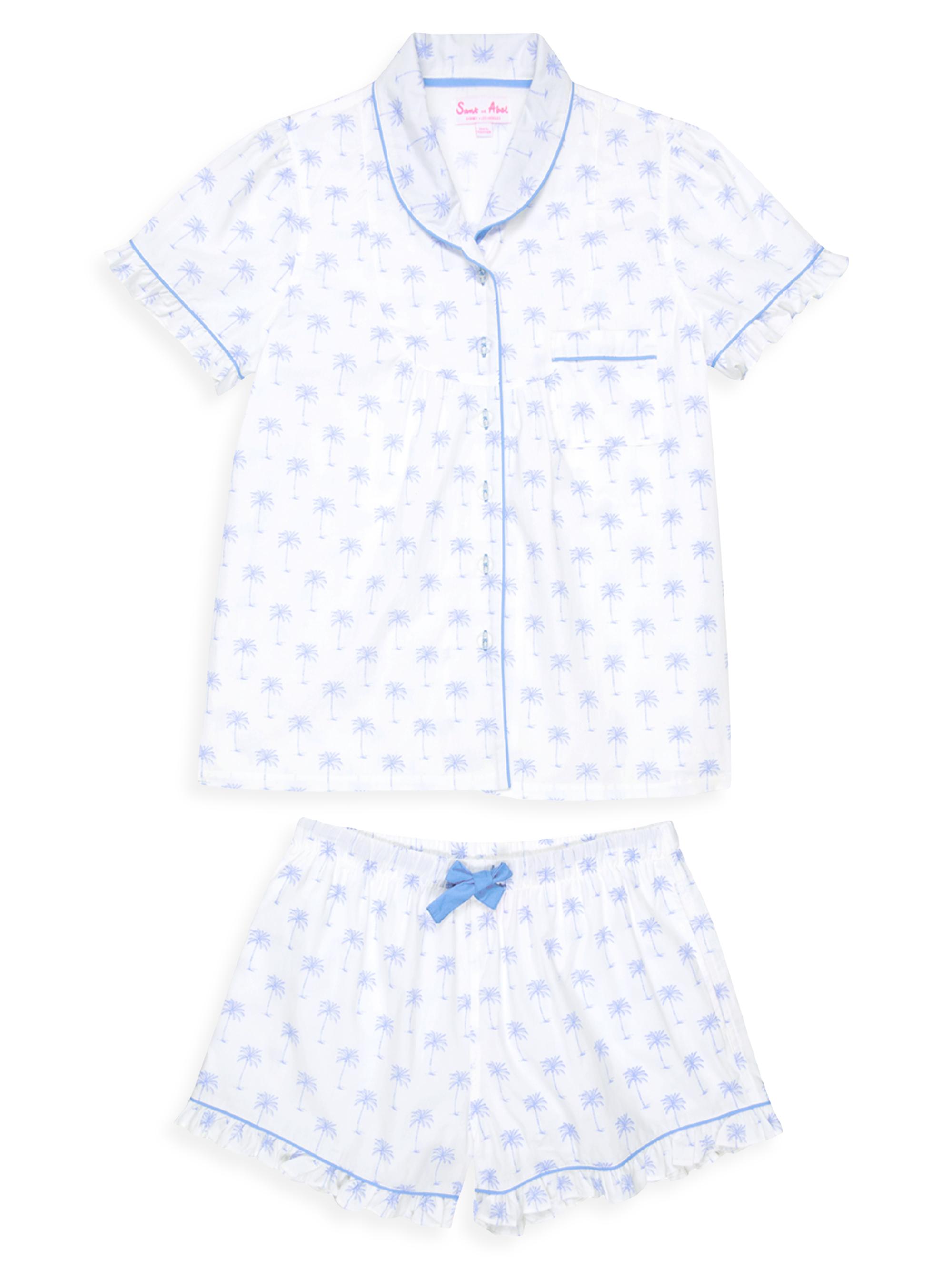 Sant and Abel Women's Palm Tree Shirt + Boxer Short Set - Blue