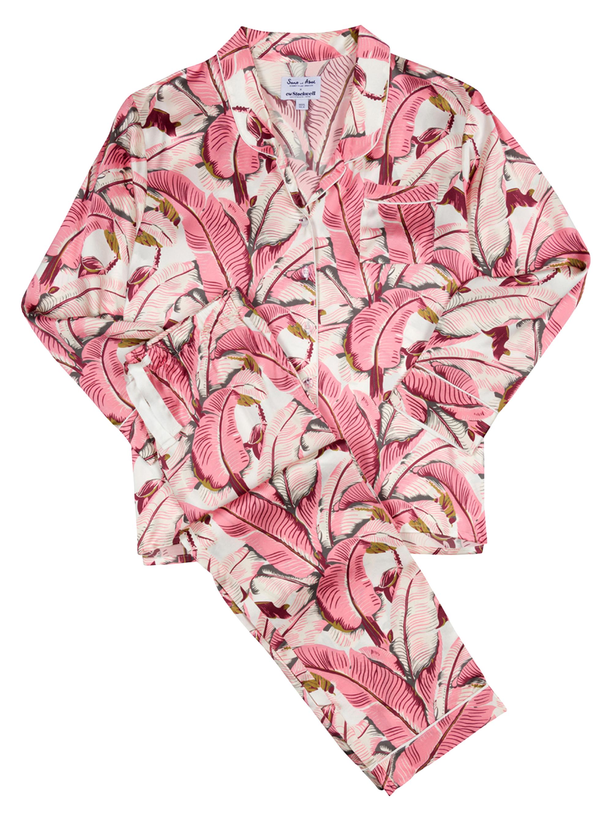 Sant and Abel Women's Banana Leaf Shirt + PJ Pant Set - Pink