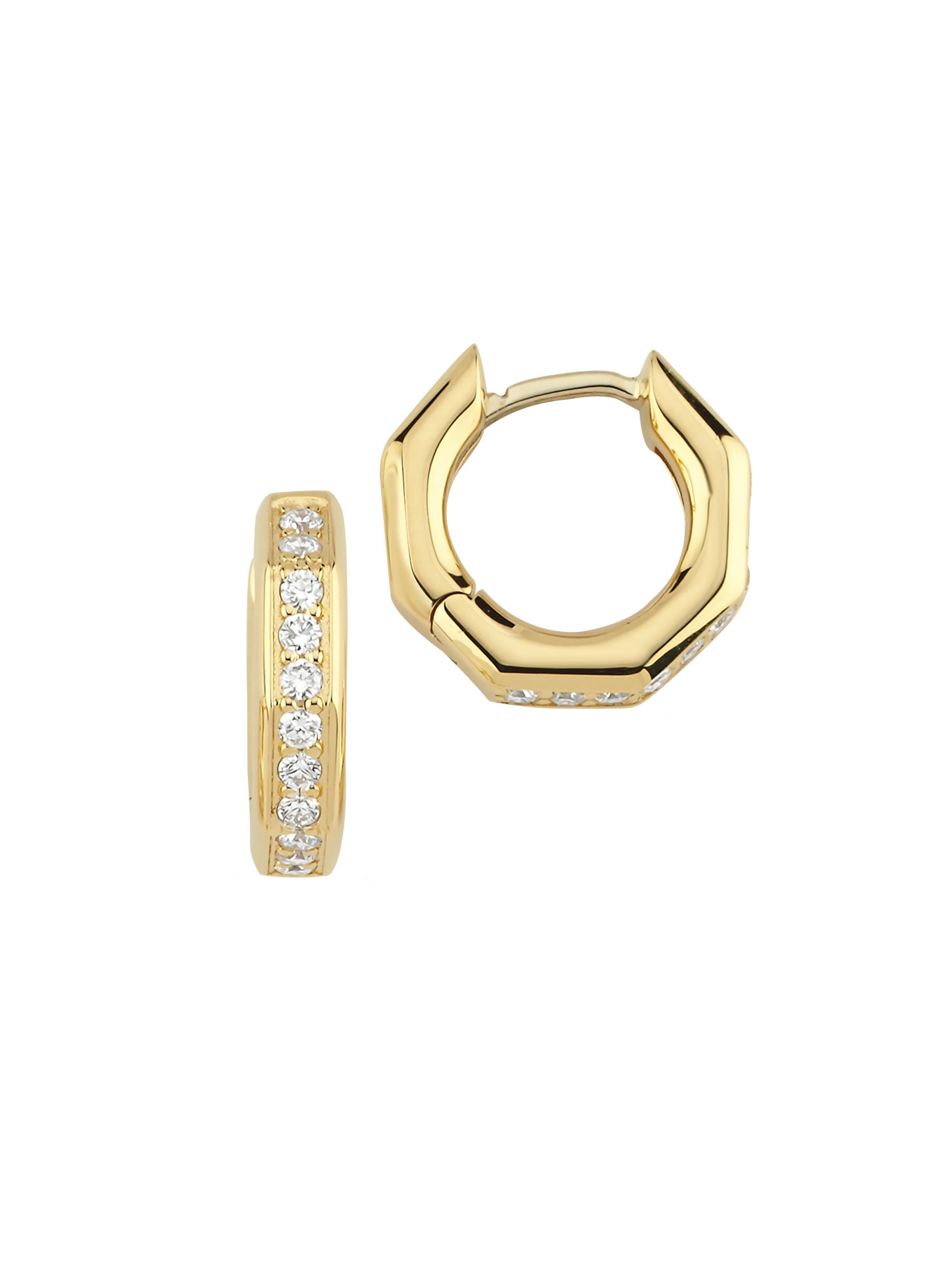 Ascher Women's Bubble 18K Yellow Gold & 0.32 TCW Diamond  Geometric Hoop Earrings - Gold