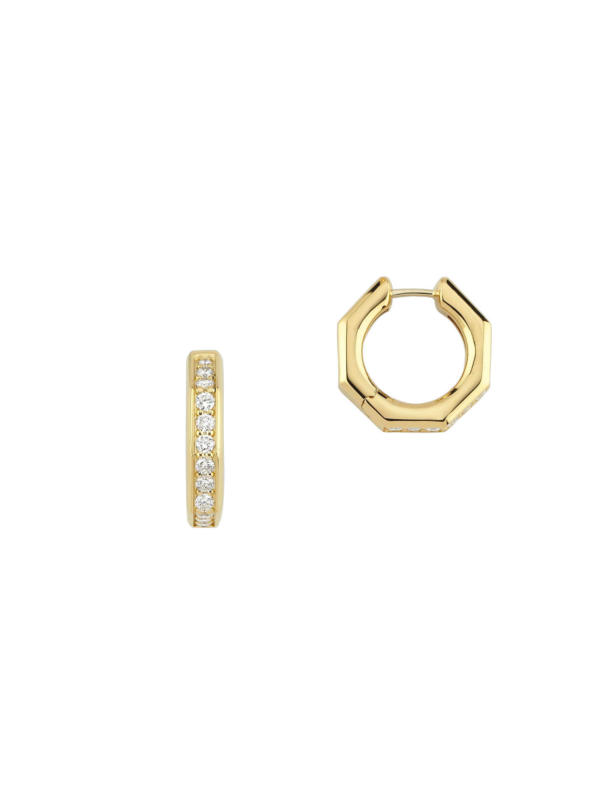 Ascher Women's Bubble 18K Yellow Gold & 0.91 TCW Diamond  Geometric Hoop Earrings - Gold