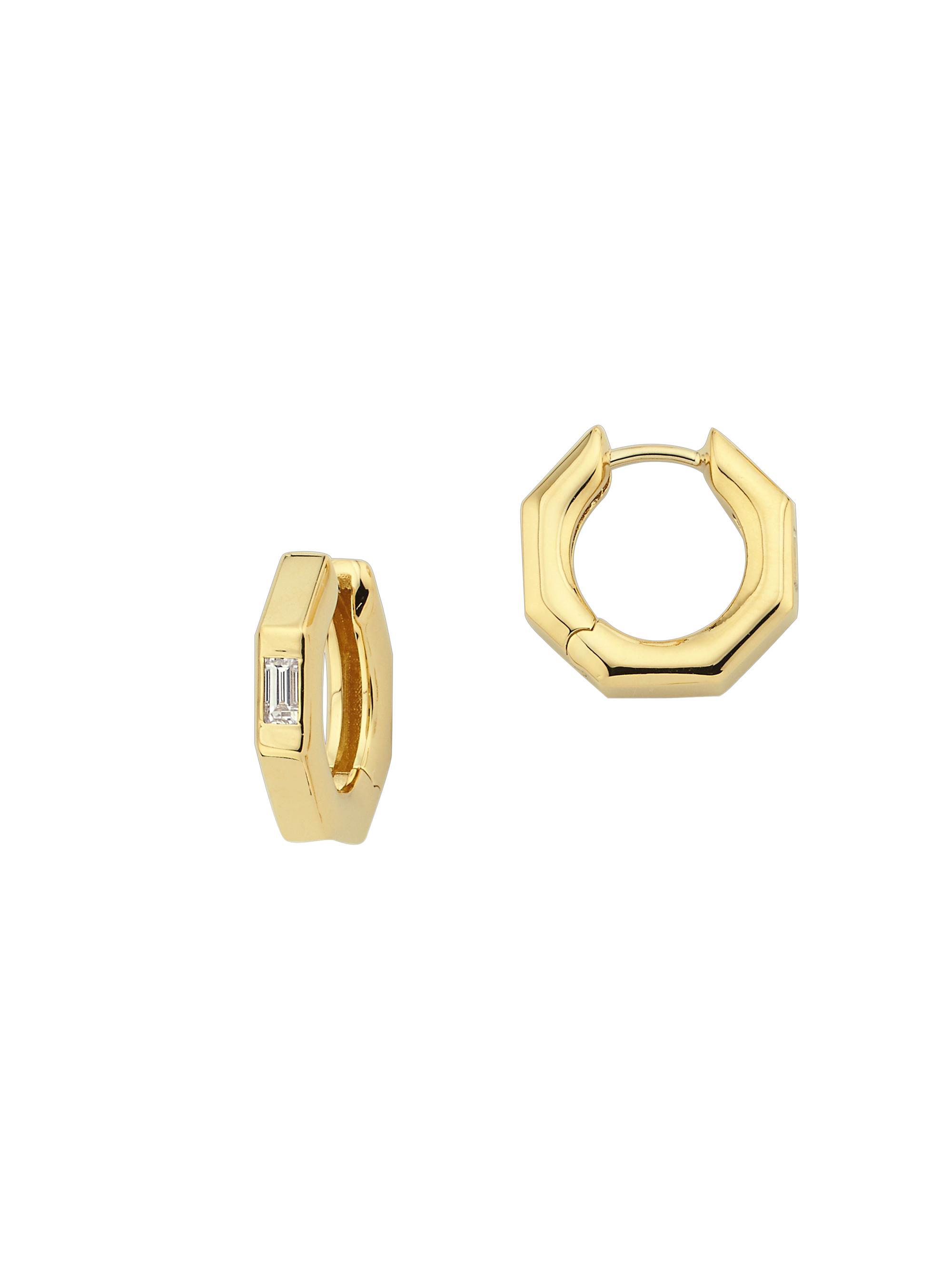 Ascher Women's Bubble 18K Yellow Gold & 0.13 TCW Diamond  Geometric Hoop Earrings - Gold