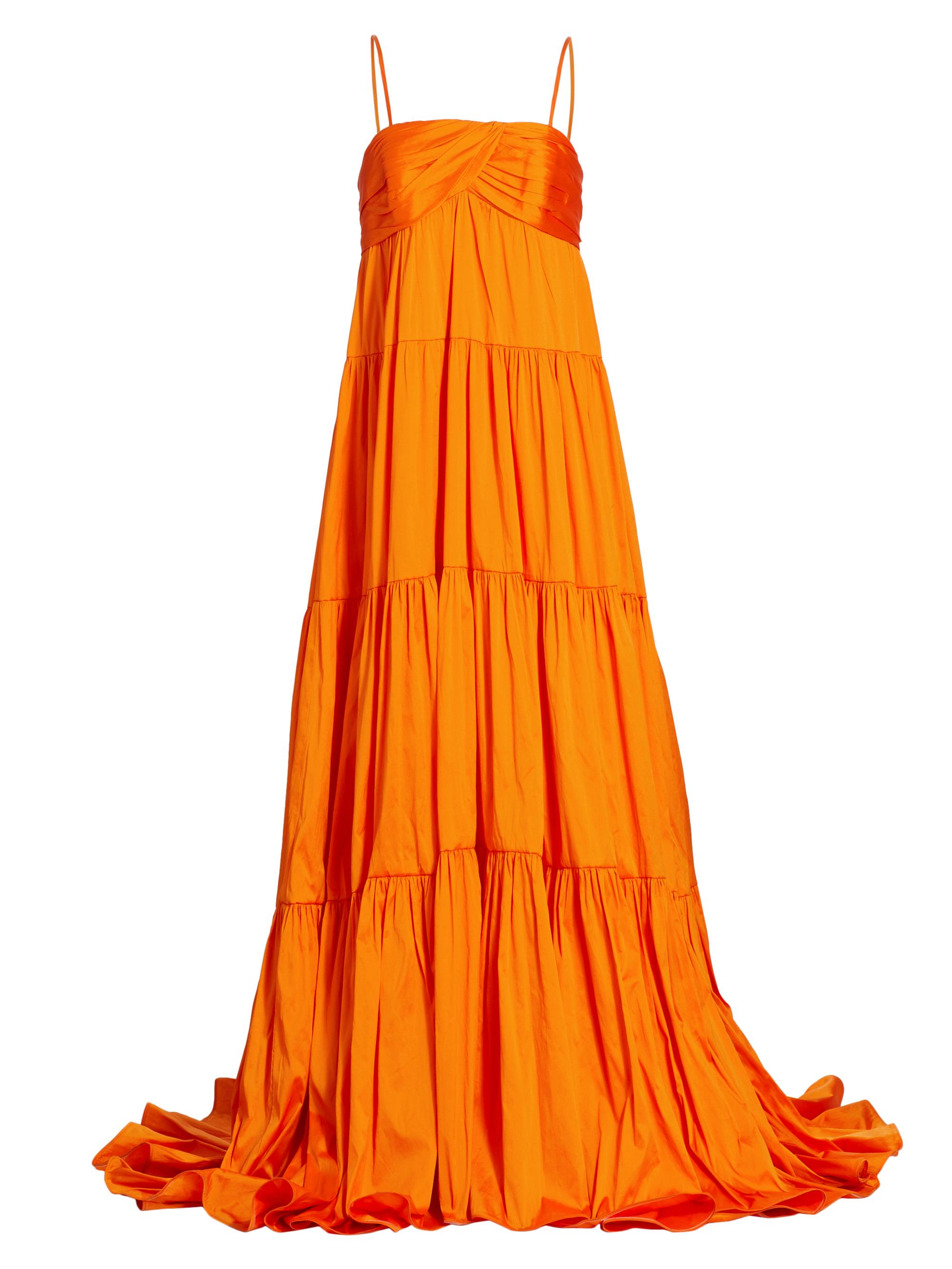 Amsale Women's Taffeta Tiered Gown - Tangerine