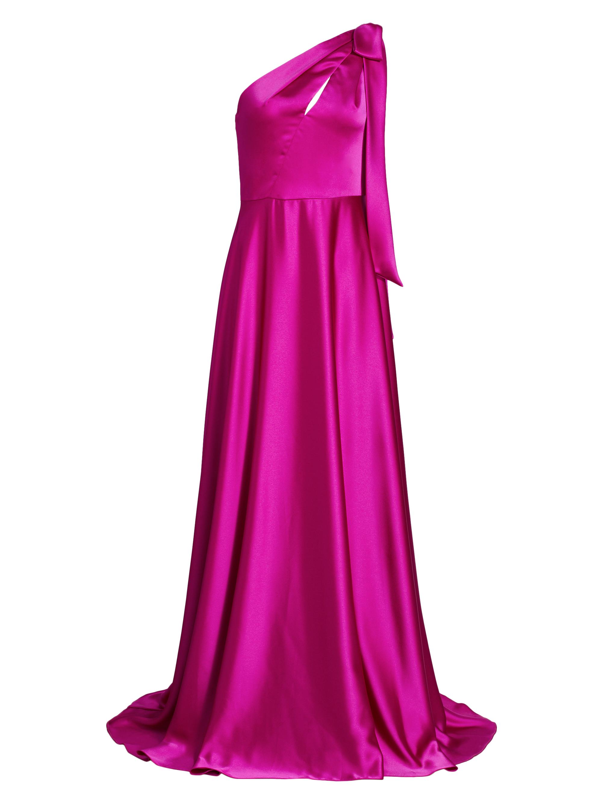 Amsale Women's Satin One-Shoulder Bow Gown - Fuchsia