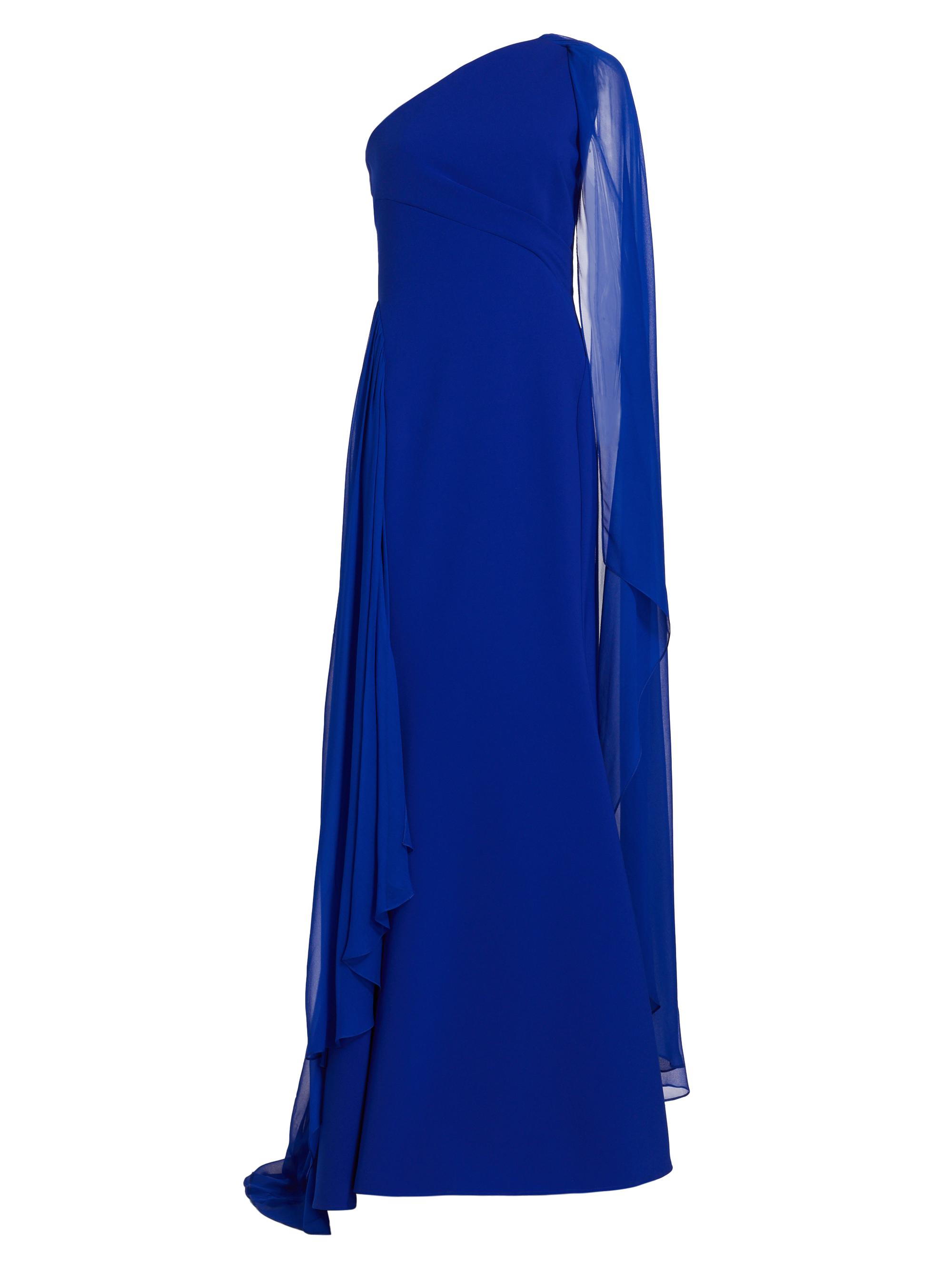 Amsale Women's One-Shoulder Silk Chiffon Gown - Cobalt