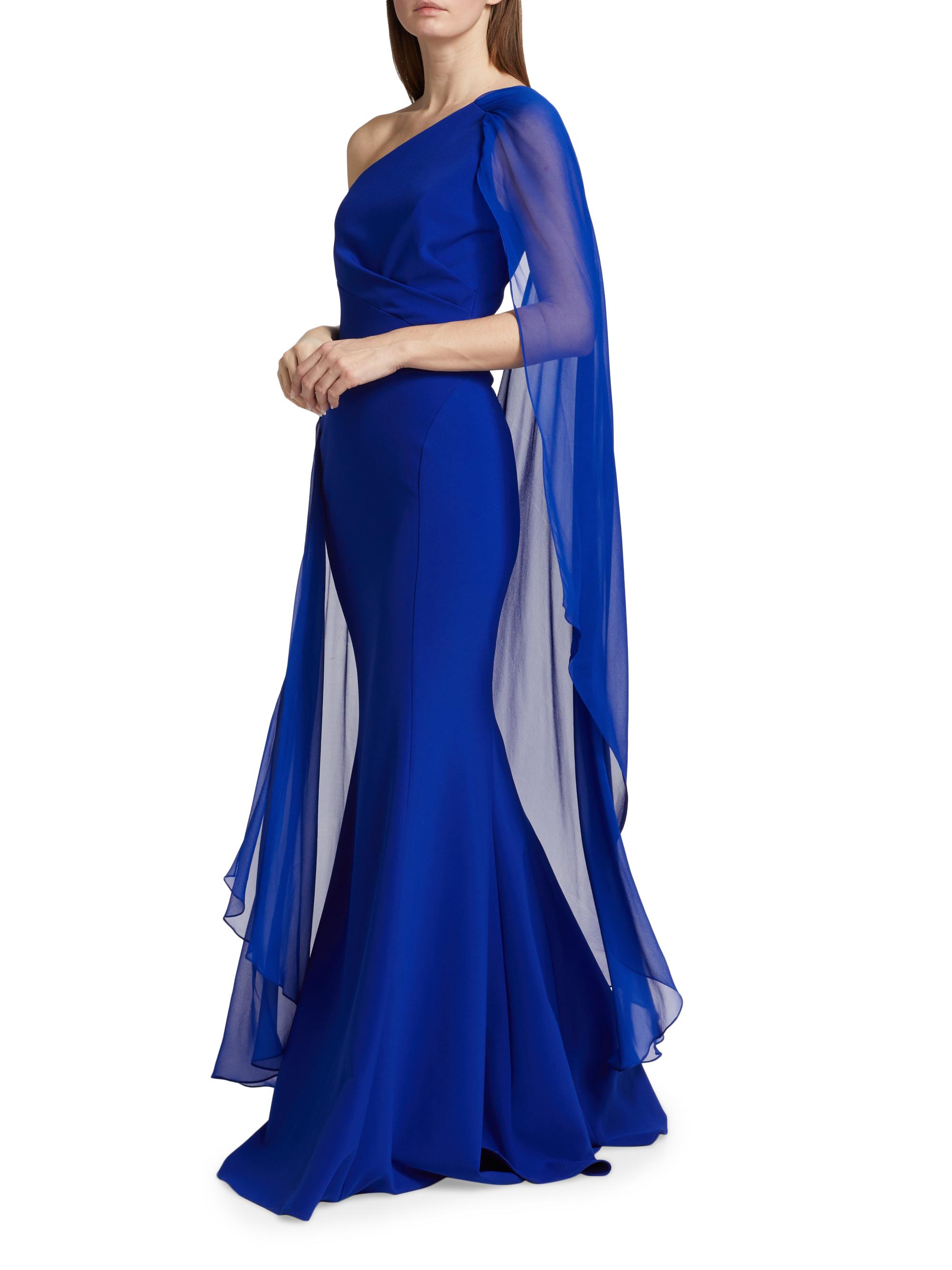 amsale silk chiffon dress Amsale One-Shoulder Silk Chiffon Gown
