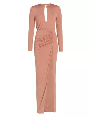 Michael Costello Collection Emmit Draped Jersey Gown | Saks Fifth