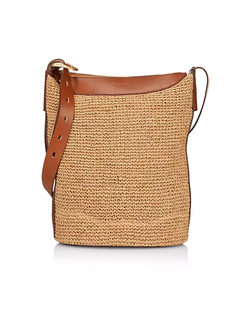 Woven Straw Bucket Bag Natural Raffia Bag Straw Summer Bag 