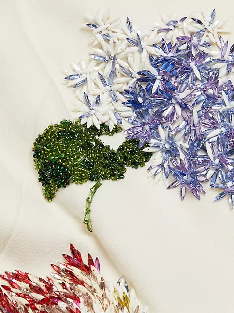 Shop Oscar de la Renta Crystal Floral-Embroidered Minidress