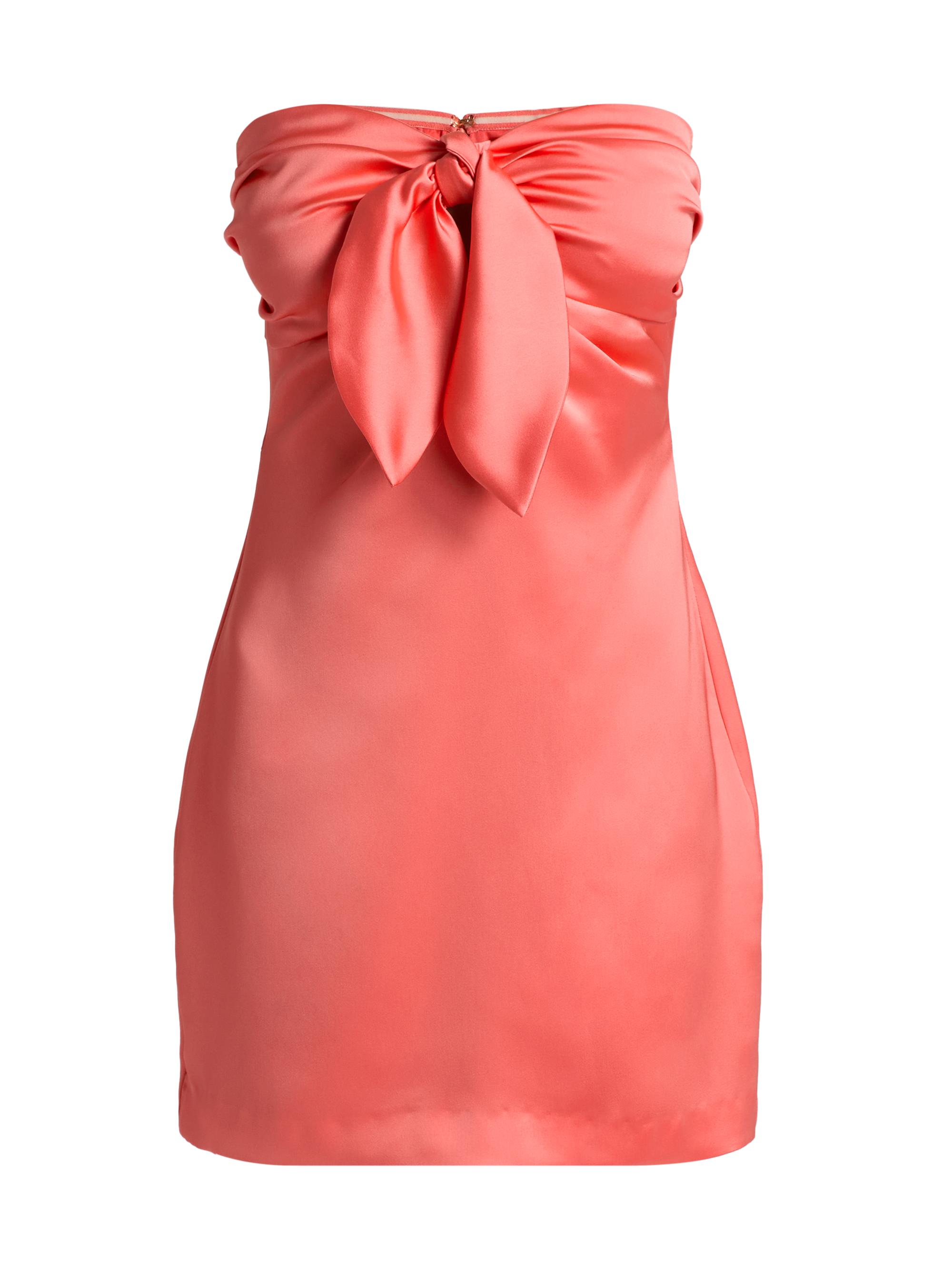 strapless open back dress Montana Bustier Midi Dress Pink Plaid