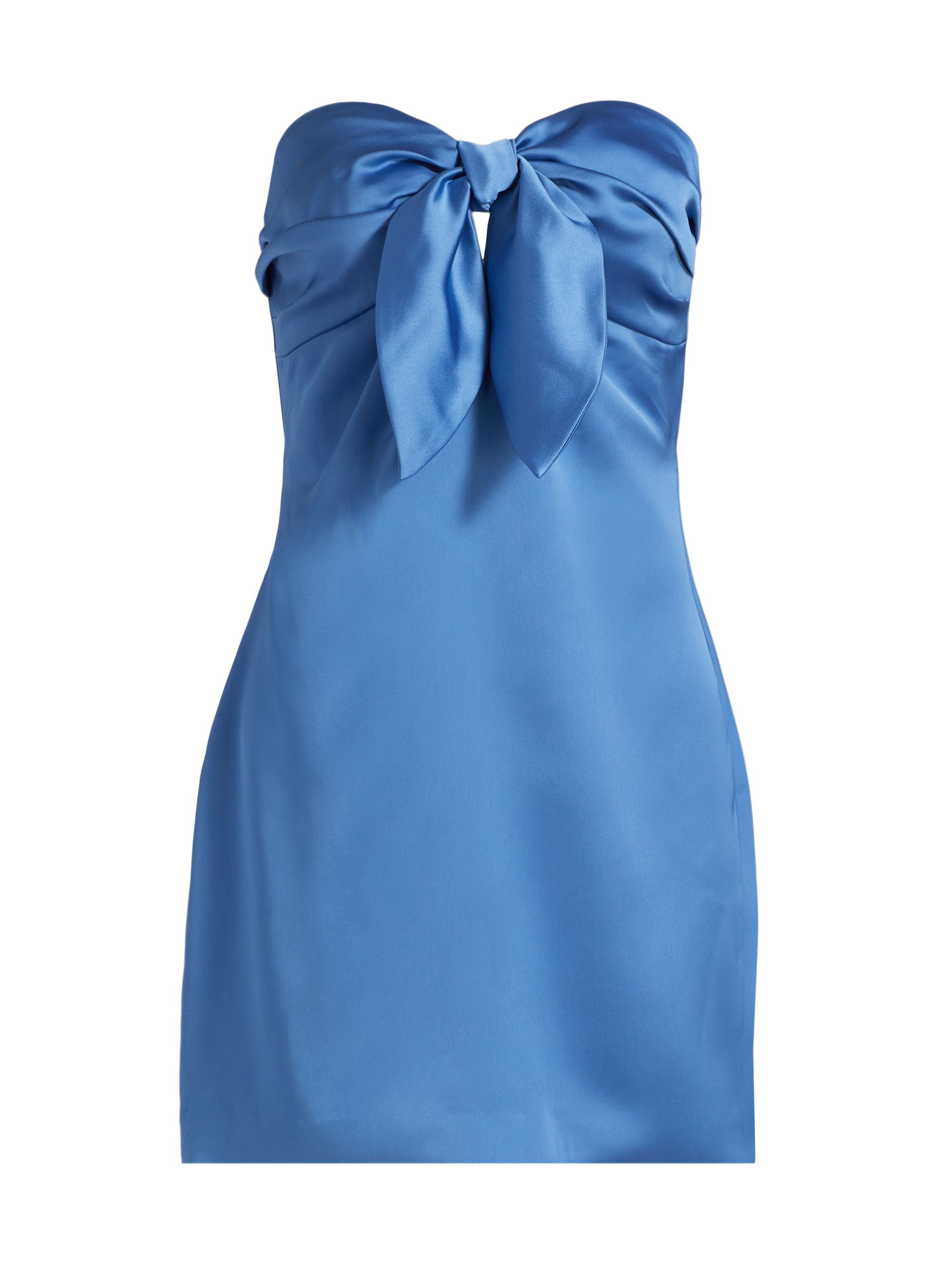 orion satin bodice strapless mini dress Orion Strapless Mini Dress - DREAM BLUE