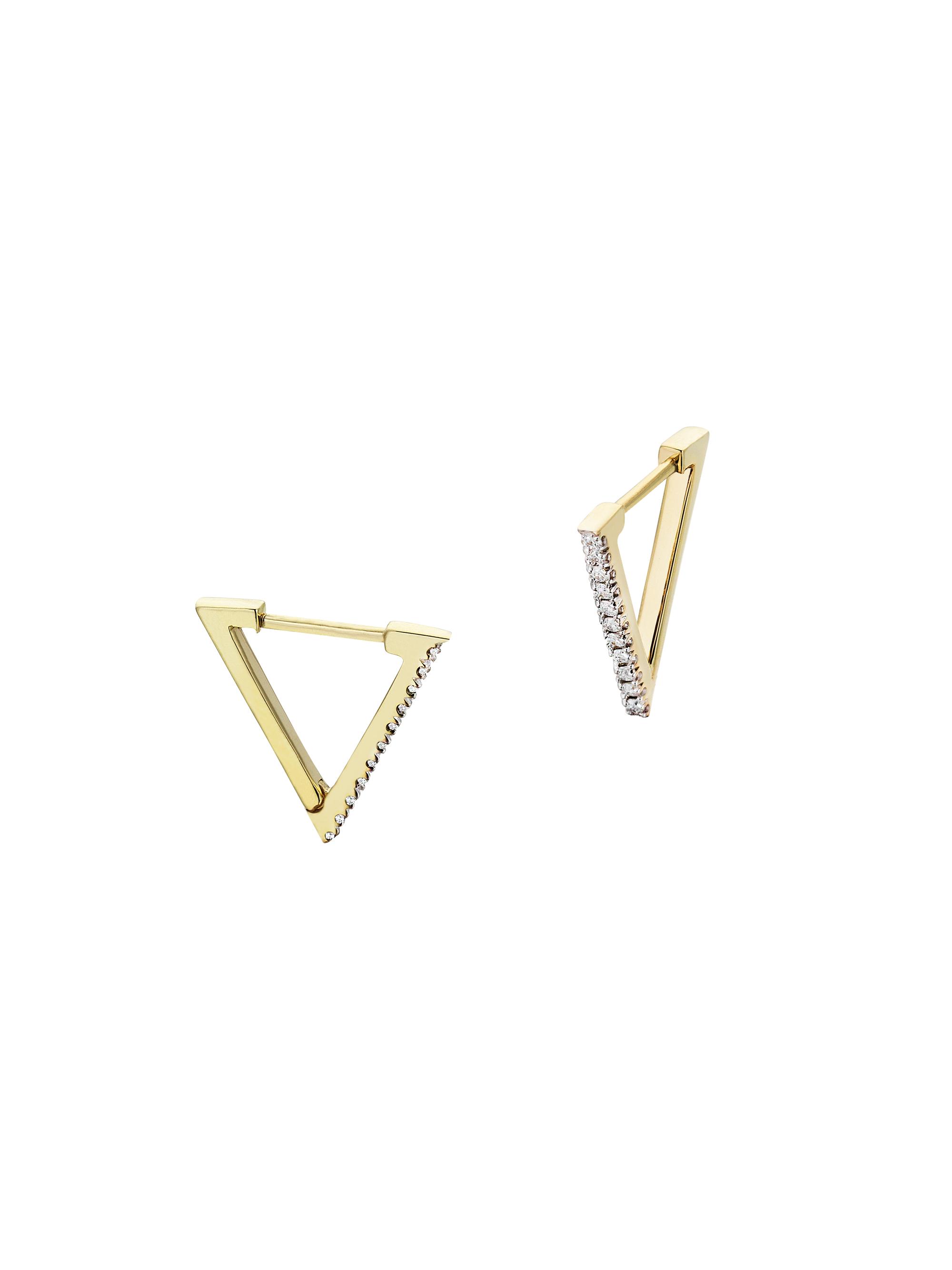 Her Story Women's Feminine Mystique 14K Yellow Gold & 0.16 TCW Diamond Mini Triangle Earrings - Gold