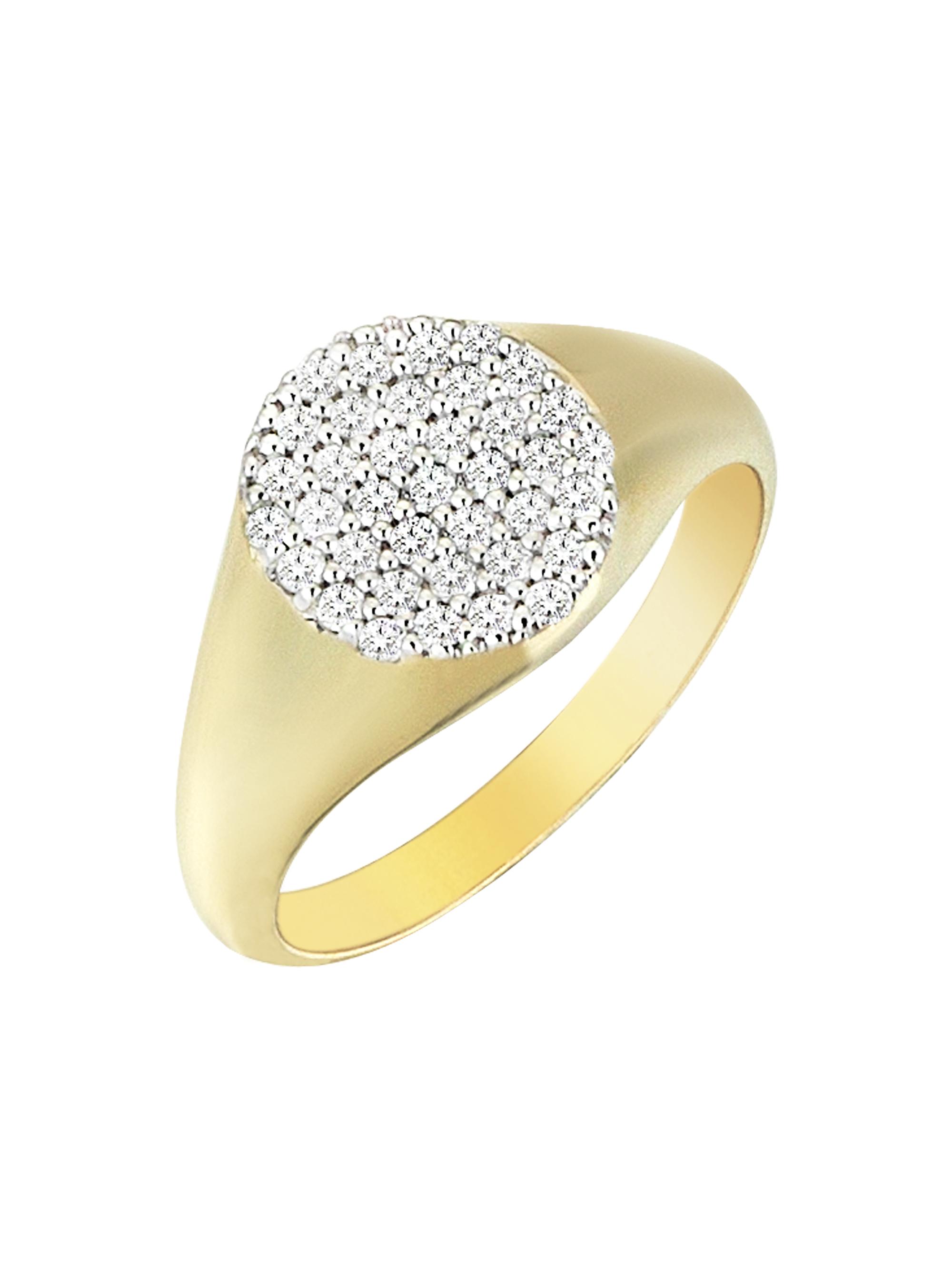 Her Story Women's Pavé 1K Yellow Gold & 0.27 TCW Diamond Signet Ring - Yellow Gold