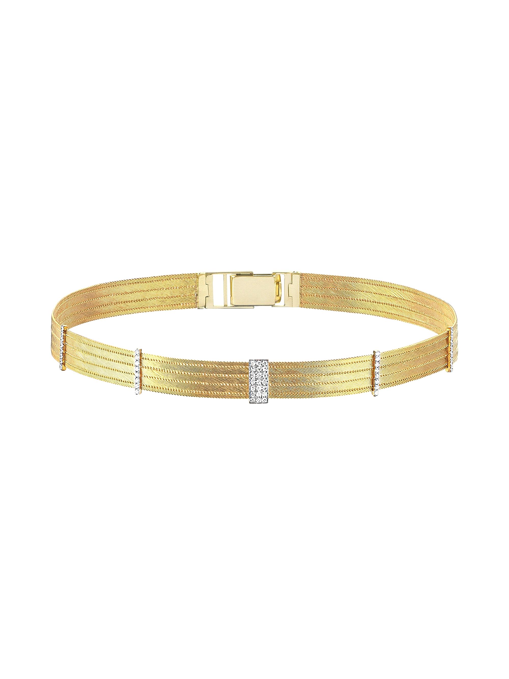 Her Story Women's Olden 14K Yellow Gold & 0.43 TCW Diamond Five-Line Sticks Choker - Yellow Gold