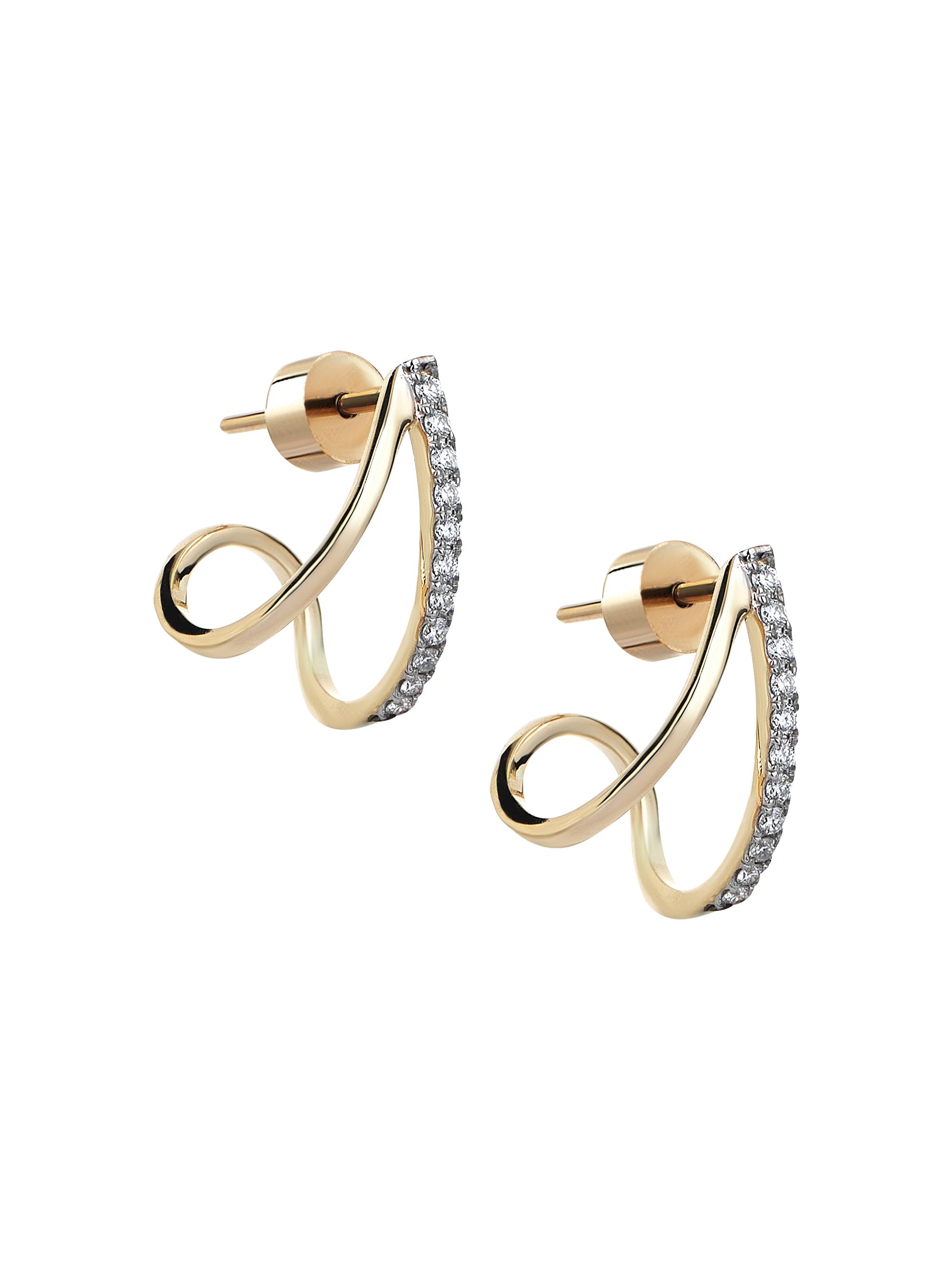 Her Story Women's Selenophile 14K Yellow Gold & 0.2 TCW Diamond Double-Hoop Earrings - Yellow Gold