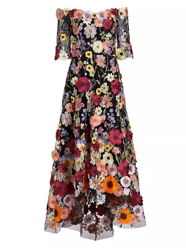 Embroidered Floral Gown