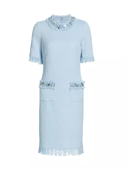 chanel blue tweed dress