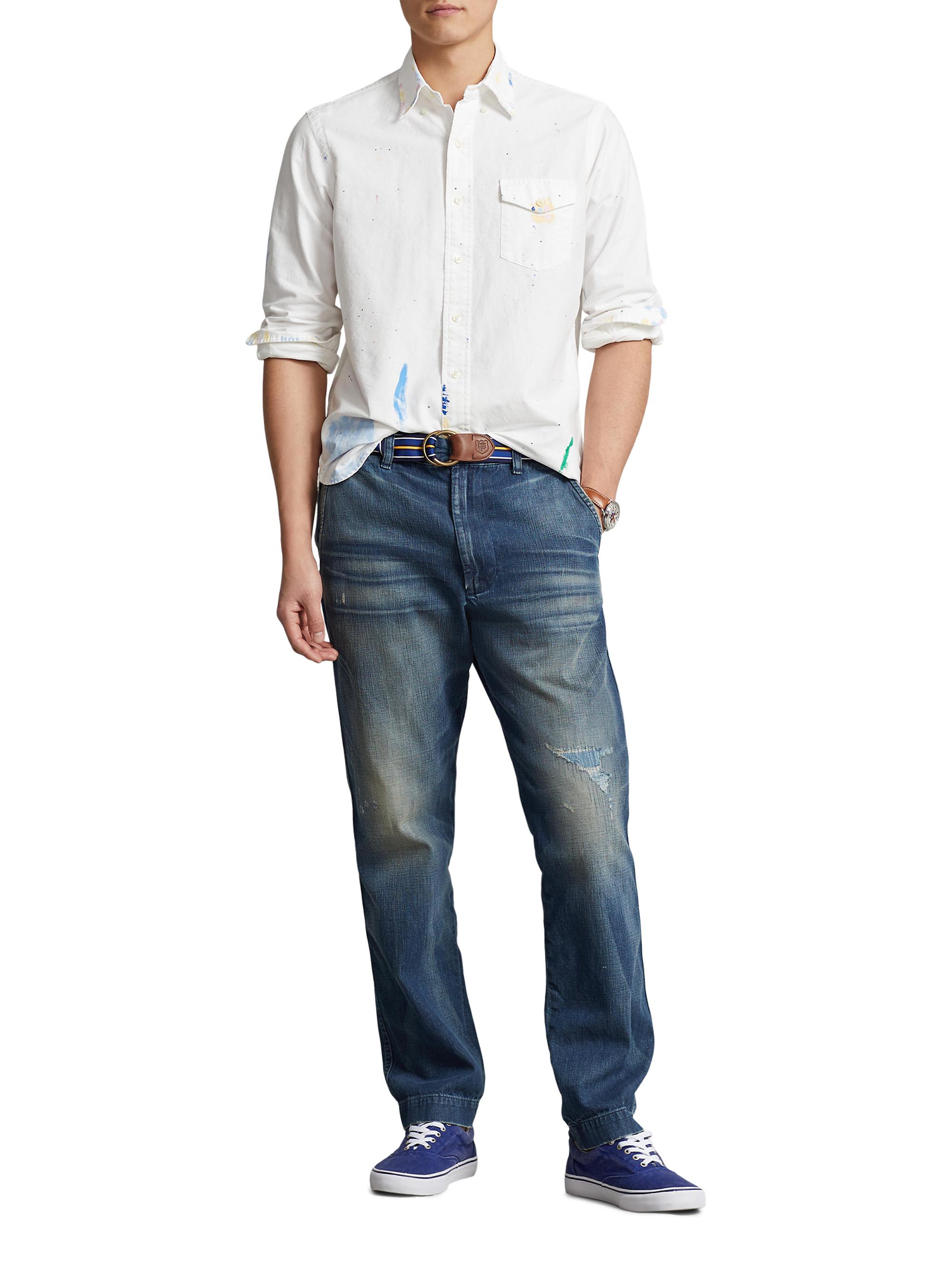 ラルフローレン　現行　Paint-Splatter Oxford Shirt Polo Ralph Lauren Classic Oxford Splatter Paint Shirt | Saks Fifth