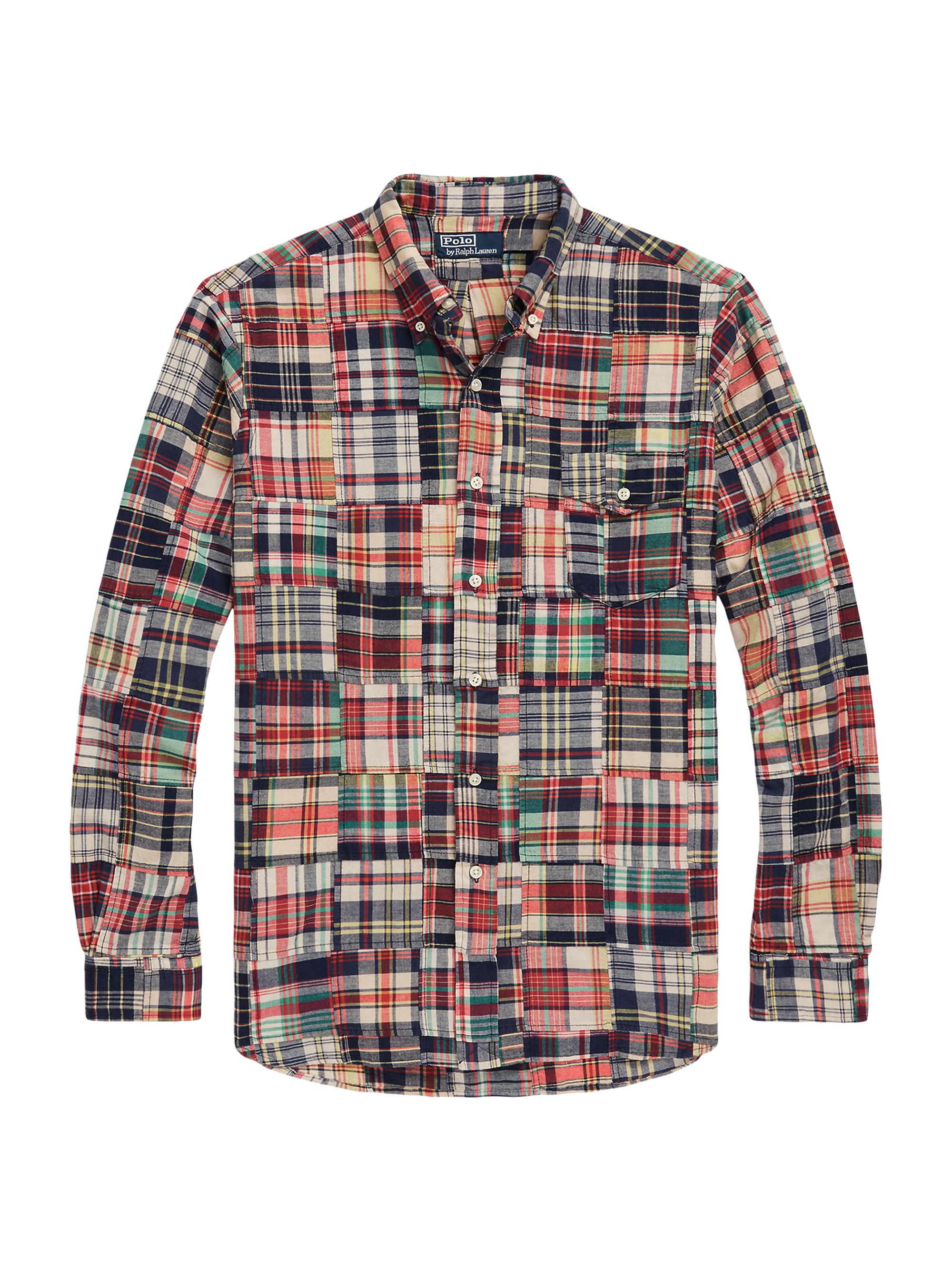 ラルフローレン 90s linen silk shirt M madras 90s RALPH LAUREN MADRAS CHECK SHIRTS HAND WOVEN SIZE M - MATIN