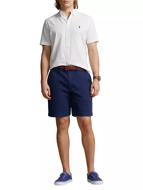 Polo Ralph Lauren Classic Fit Seersucker Shirt Men's Clothing Astoria Navy : LG