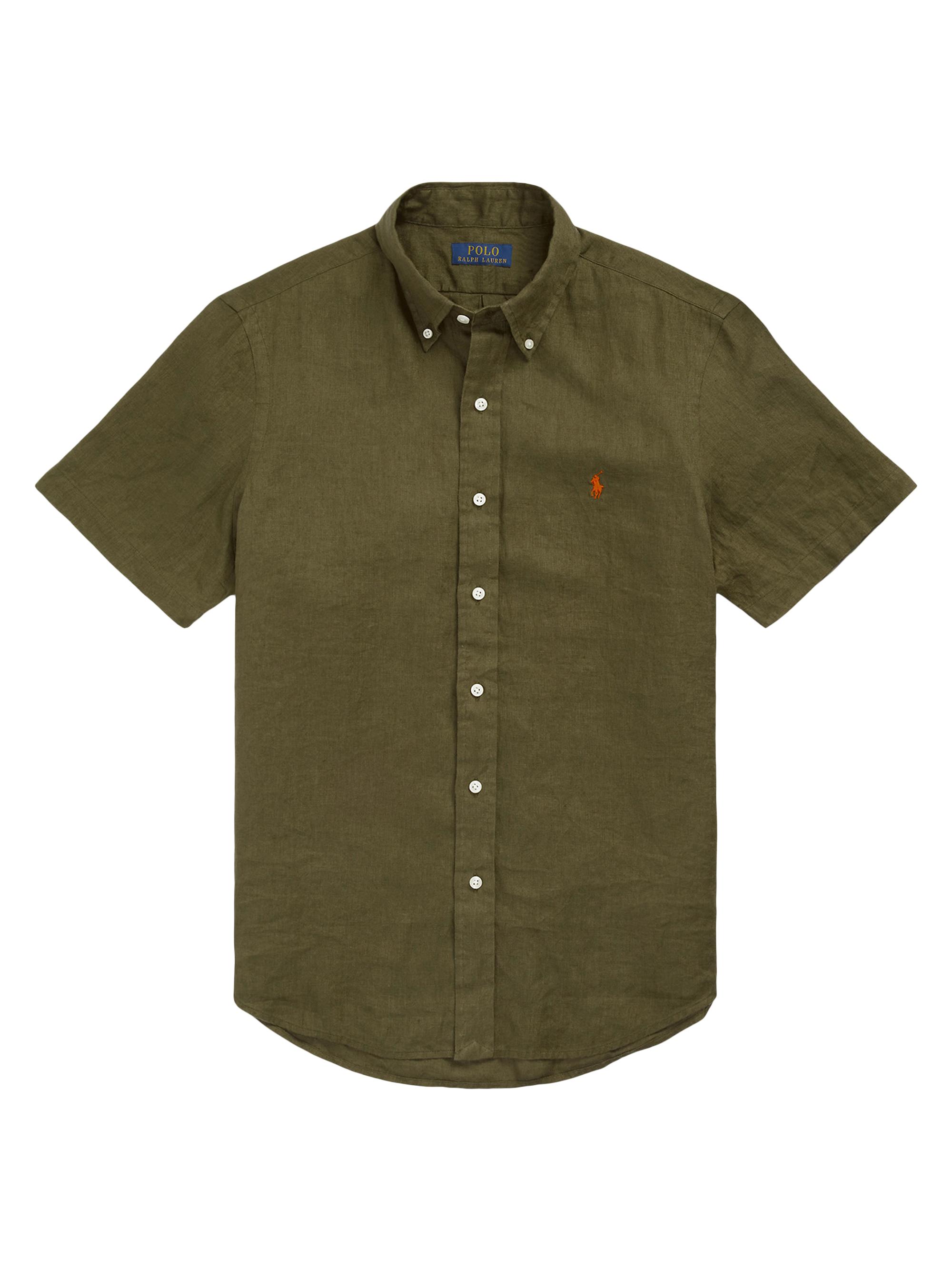 Polo Ralph Lauren Men's Linen Short-Sleeve Button-Down Shirt - Dark Sage