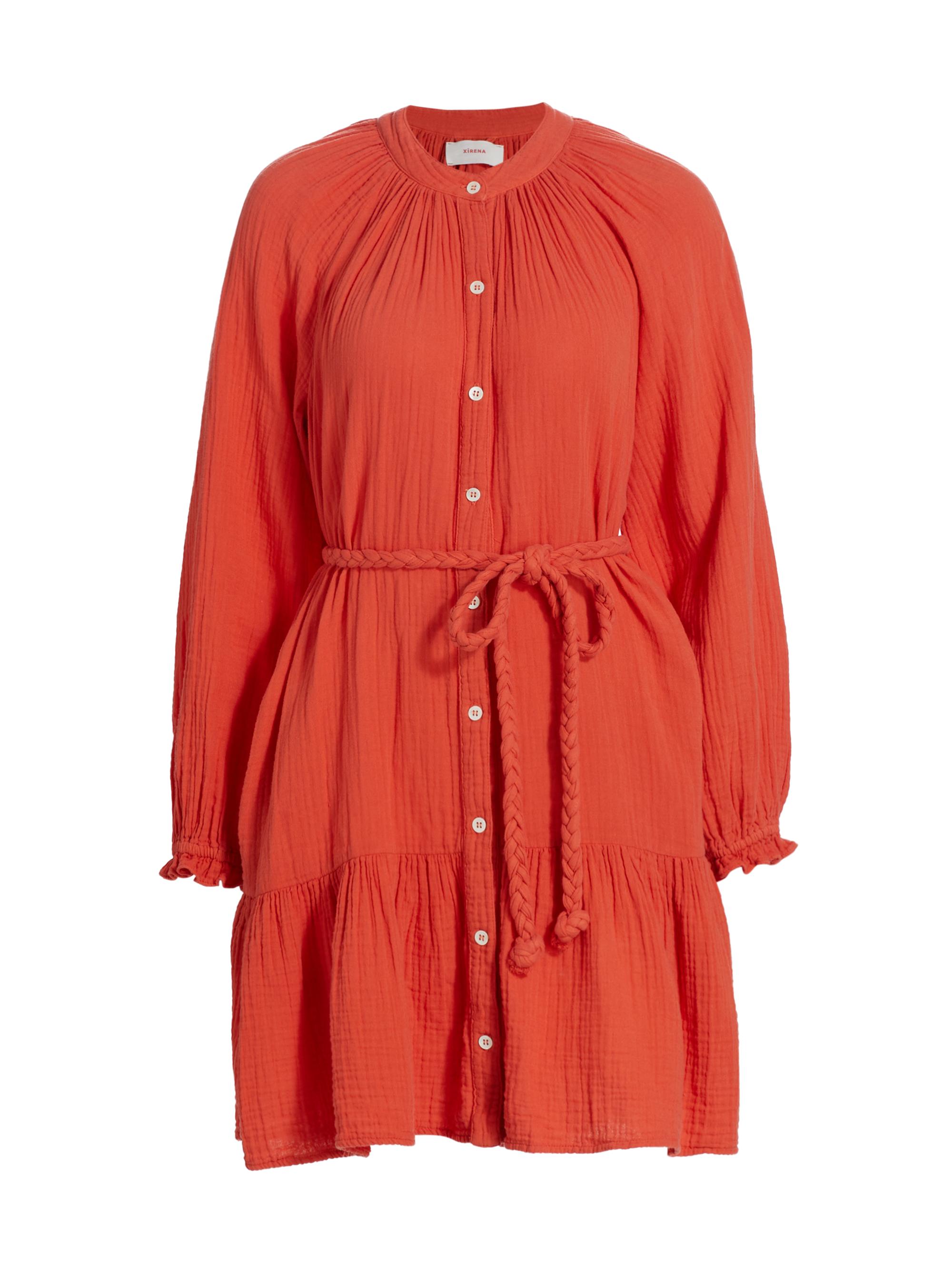 XÍRENA Women's Rainey Belted Cotton Dress - Mandarin