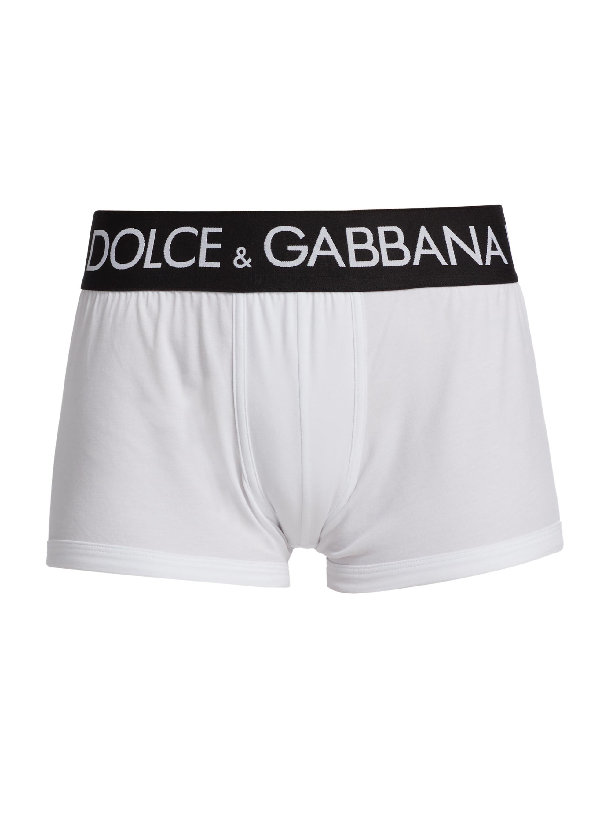 Dolce & Gabbana Women's Stretch Cotton Logo Boxers - Bianco Nero