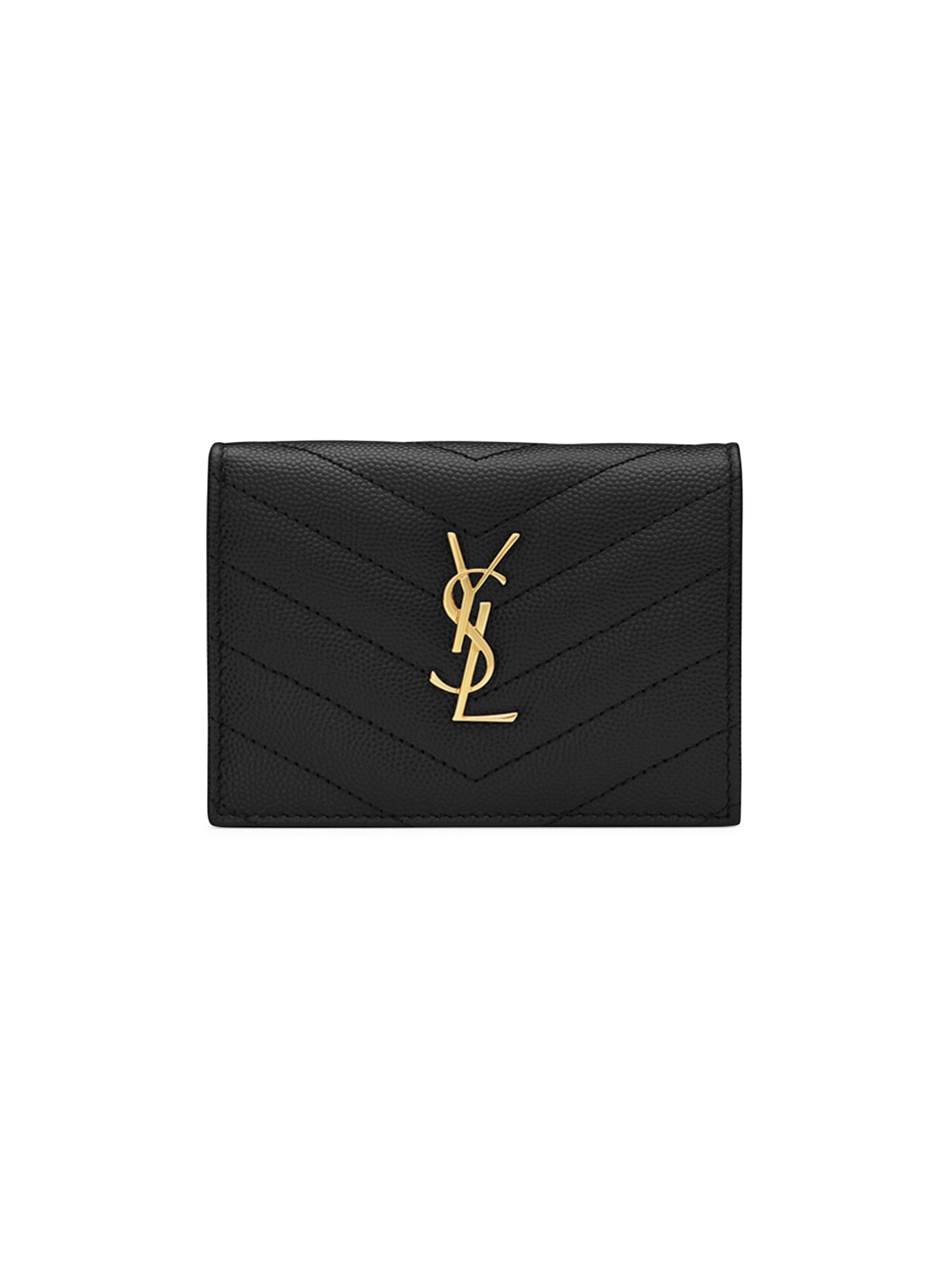 Saint Laurent Cassandre Matelassé Compact Zip Around Wallet in