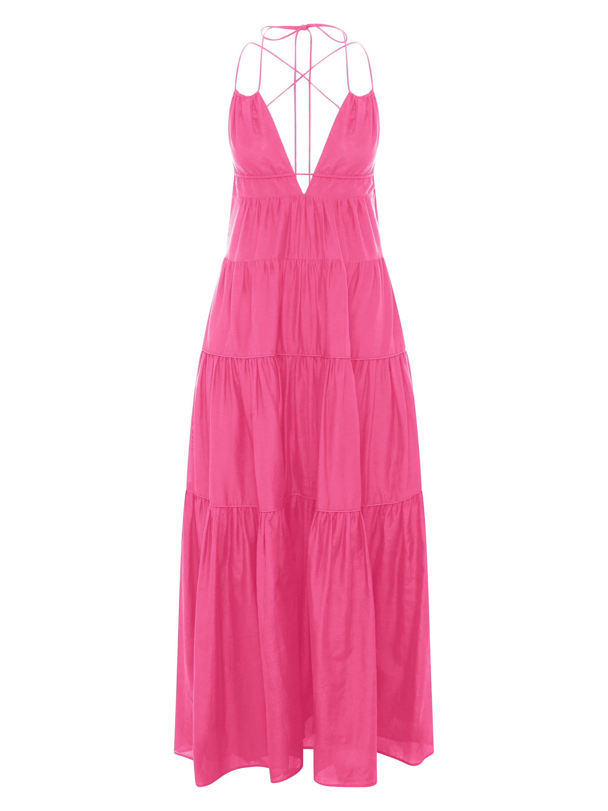 Bird & Knoll Women's Lolita Tiered Maxi Dress - Hot Pink