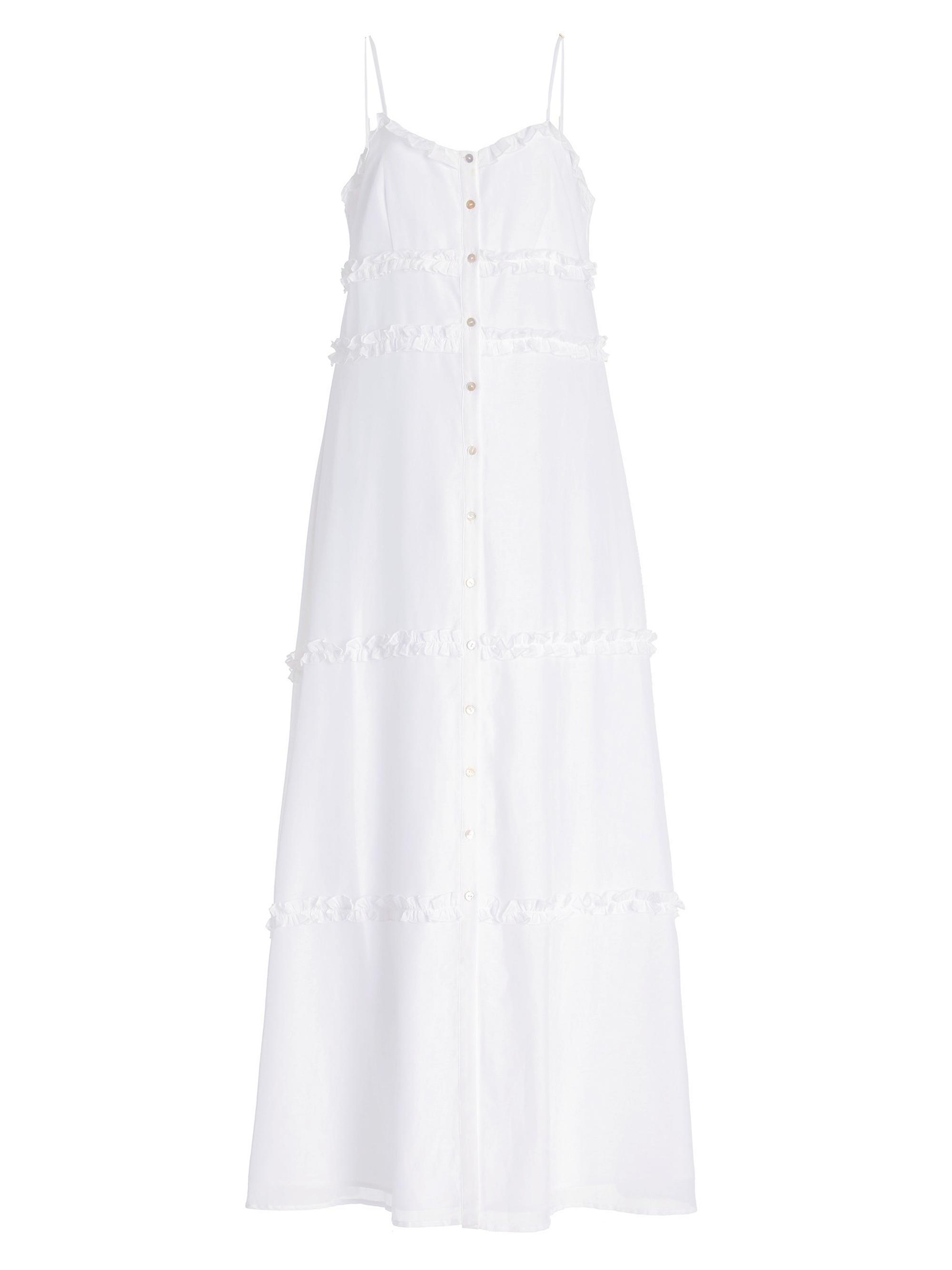 Bird & Knoll Women's Connie Frill-Trimmed Cotton & Silk Maxi Dress - White
