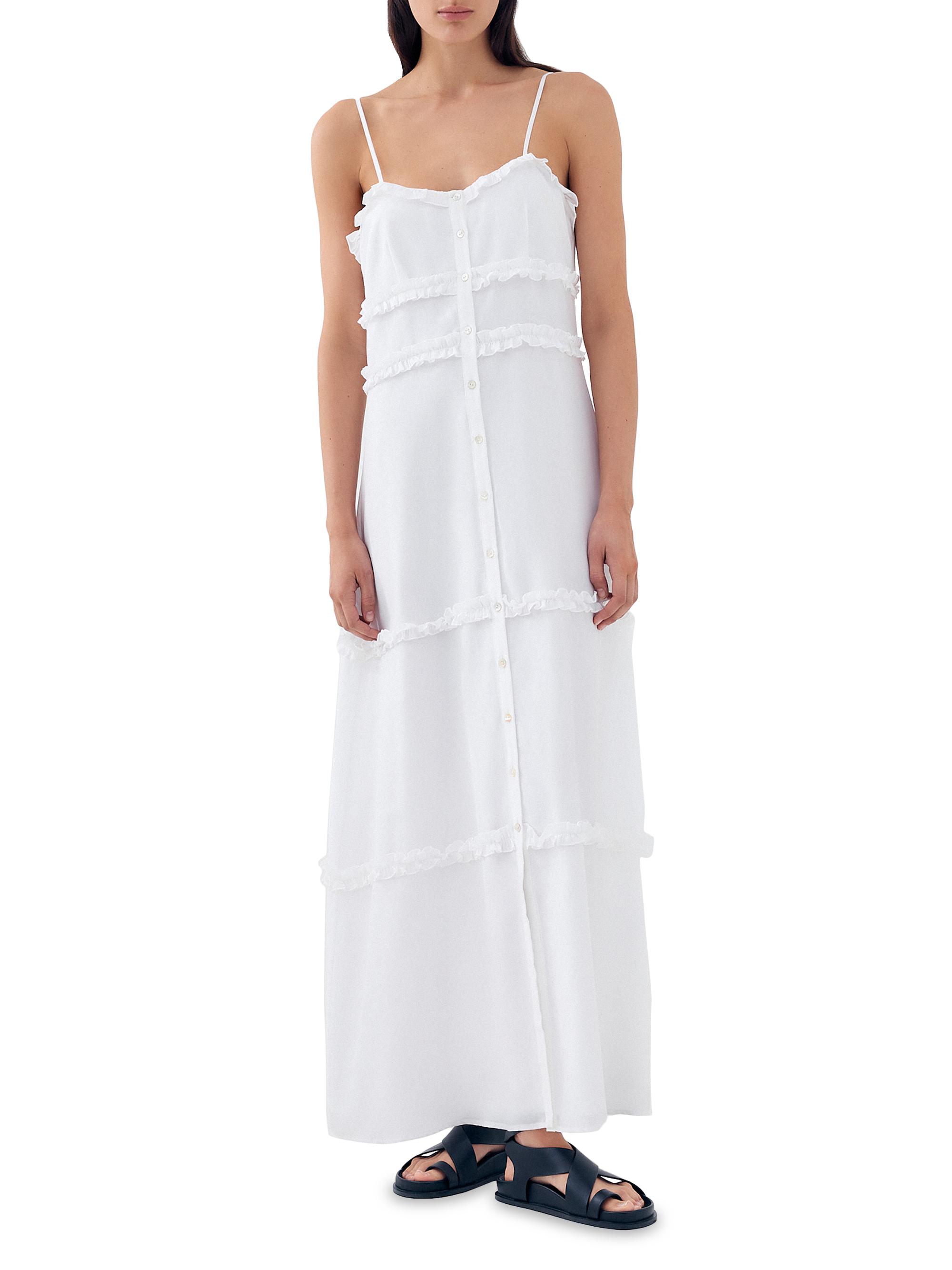 Bird & Knoll Connie Frill-Trimmed Cotton & Silk Maxi Dress | Saks Fifth  Avenue