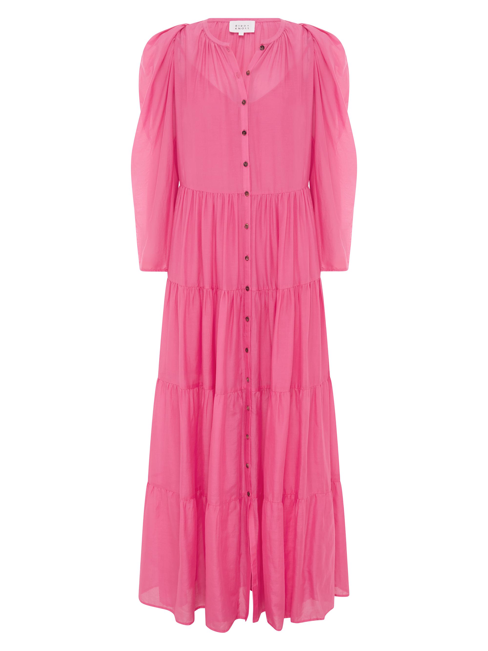 Bird & Knoll Women's Willa Cotton & Silk Maxi Dress - Hot Pink