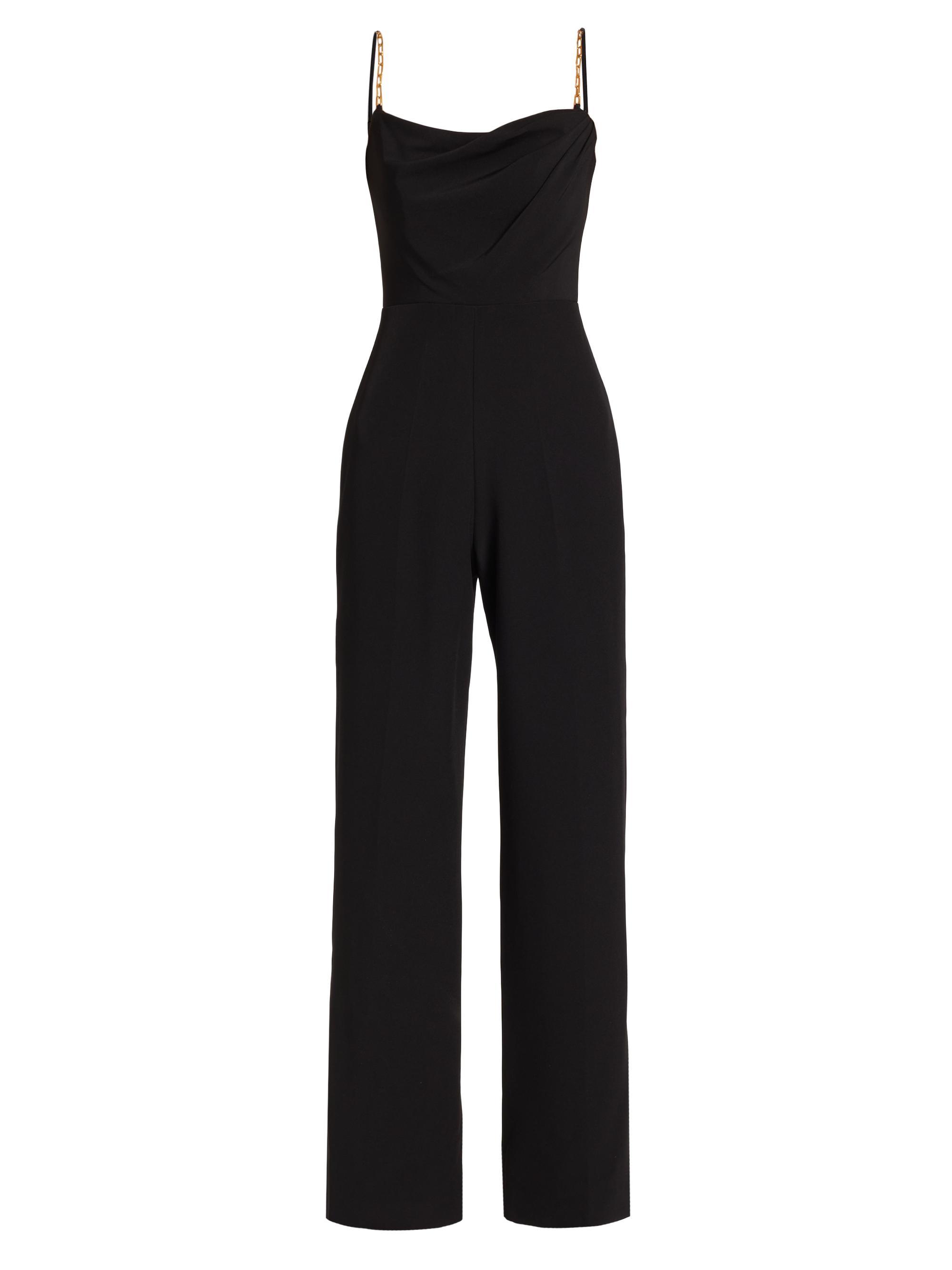 Halston Women's Brea Stretch Crepe Wide Jumpsuit - Black