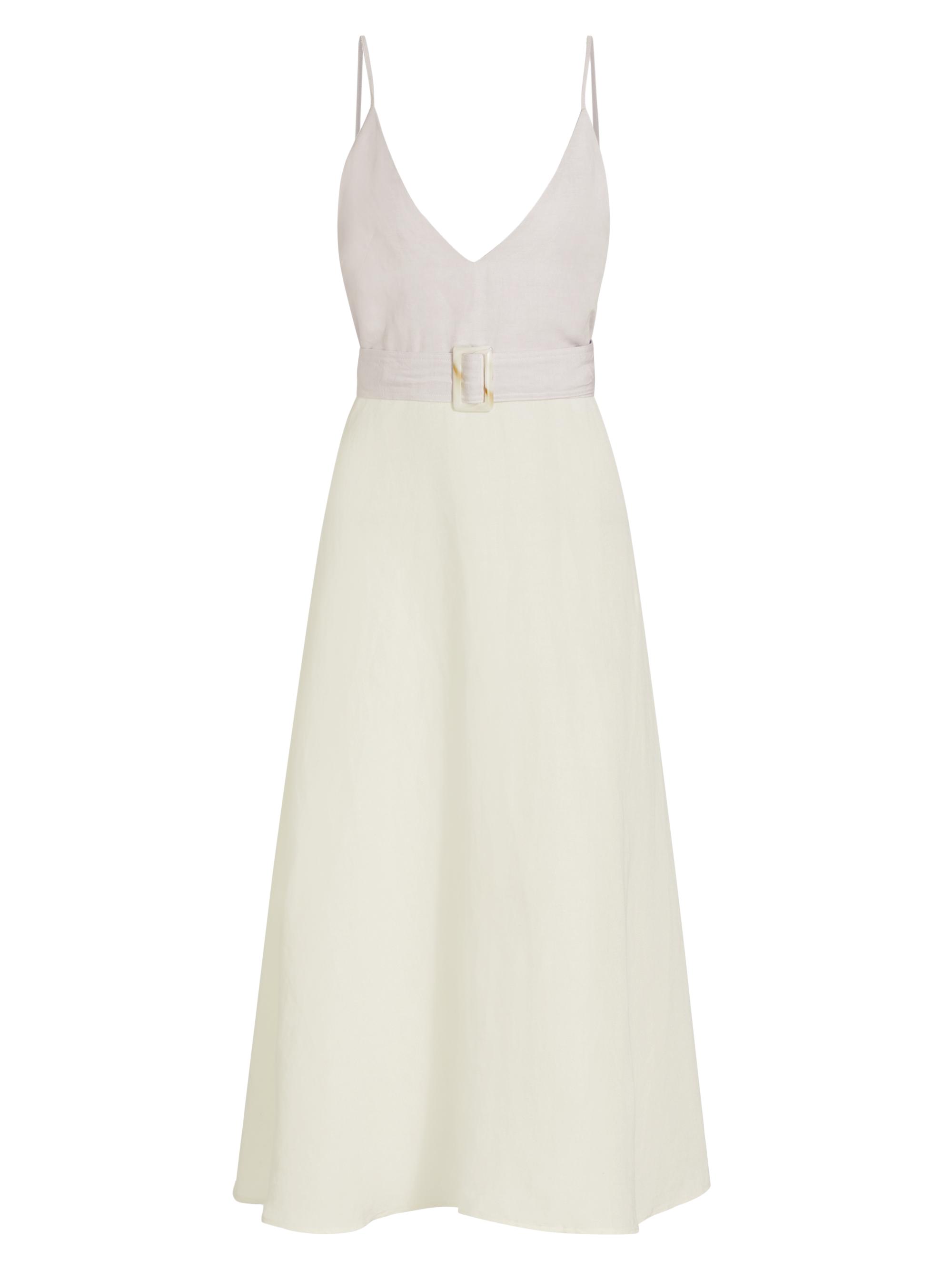 knee length dresses for ladies Matthew Bruch Women's Button-Up Midi Shirt Dress, Avocado Striped Tencel Linen | Size: 4