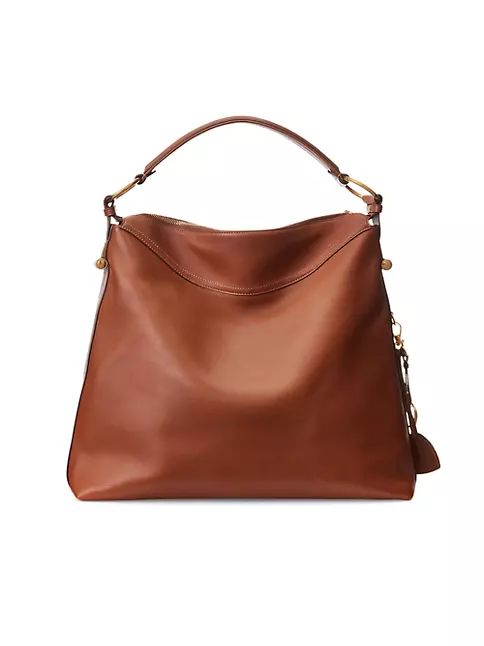 Shop Ralph Lauren Collection Medium Bridle Leather Shoulder Bag
