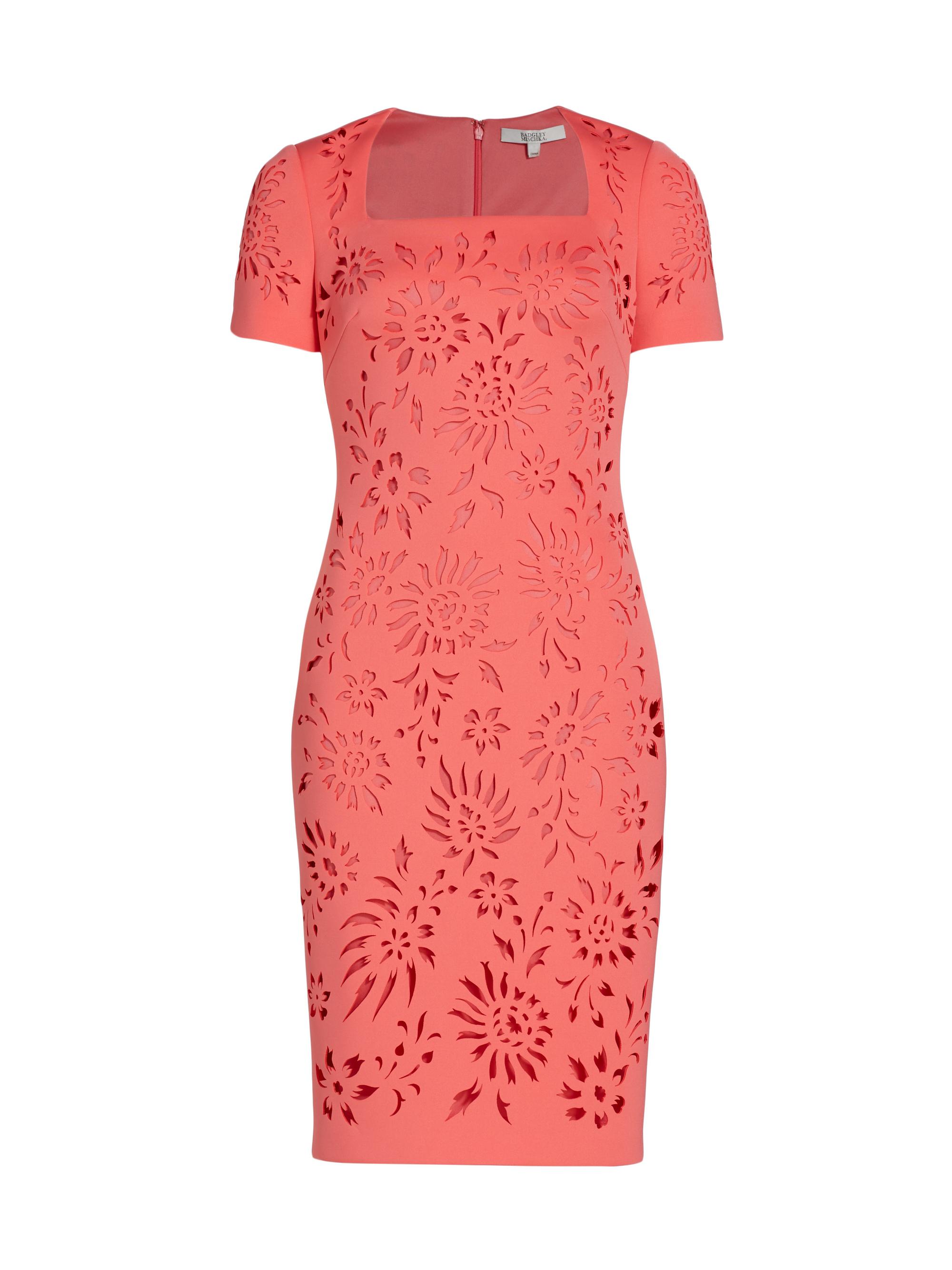 Badgley Mischka Floral Laser Cut Sheath Dress | Saks Fifth Avenue