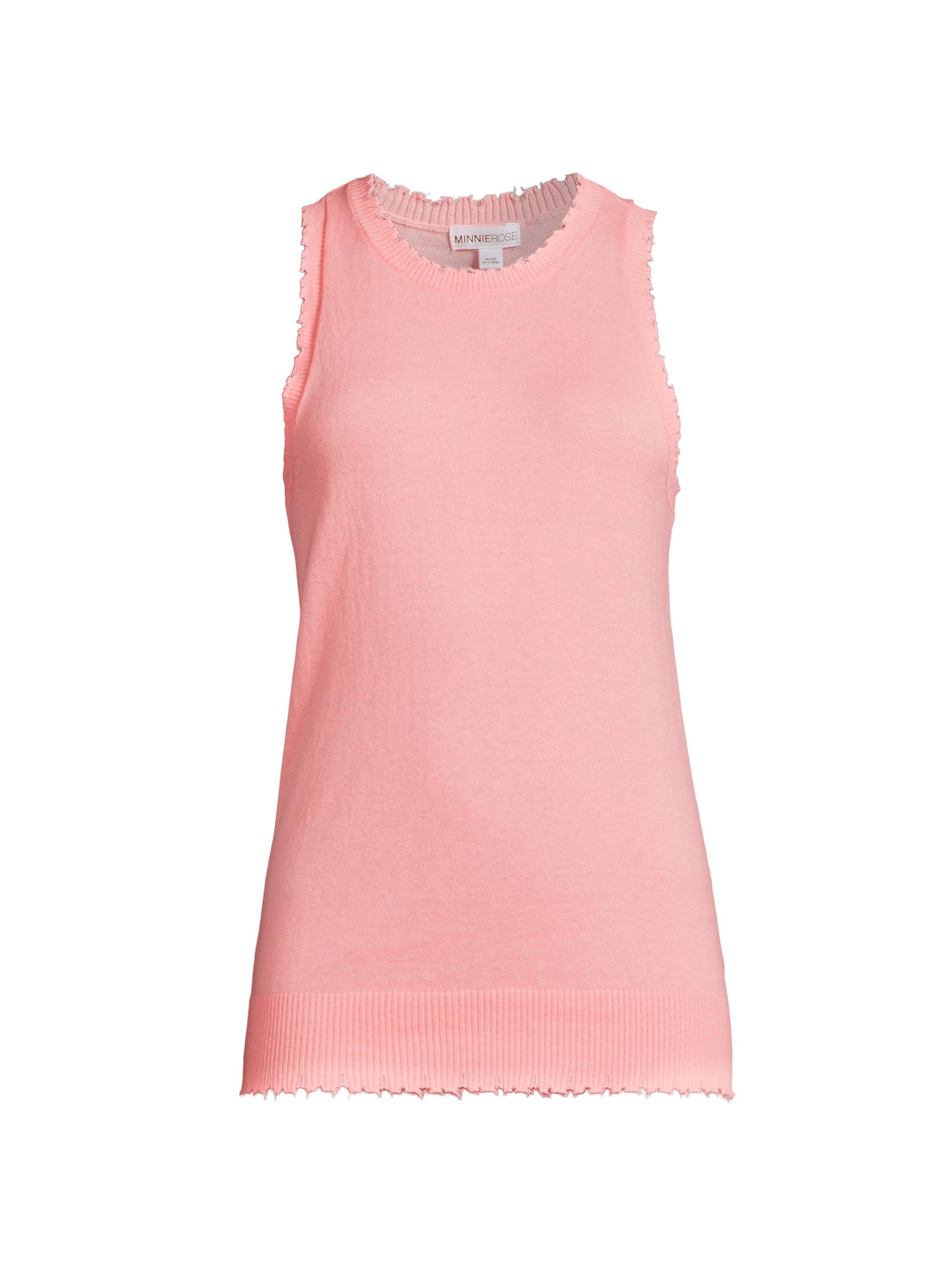Minnie Rose Women's Frayed Tank Top - Pink Pearl
