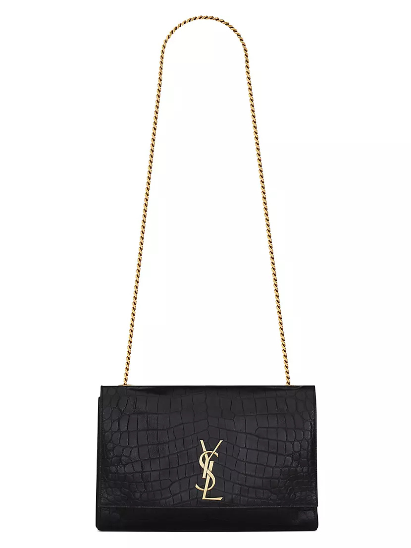 Pre-owned Yves Saint Laurent Kate Croc-Embossed Tassel Chain Bag