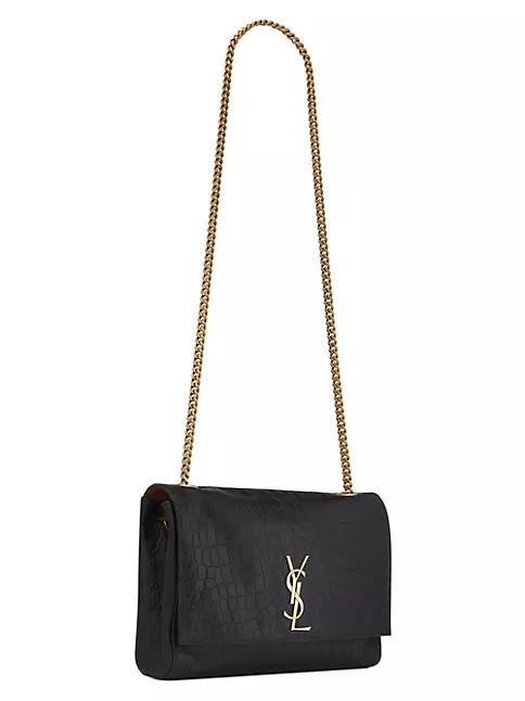 Shop Saint Laurent Kate Medium Reversible Chain Bag in Suede and  Crocodile-Embossed Leather