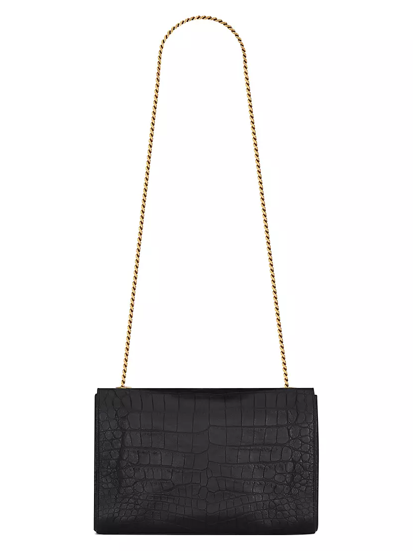 Shop Saint Laurent Kate Medium Reversible Chain Bag in Suede and  Crocodile-Embossed Leather