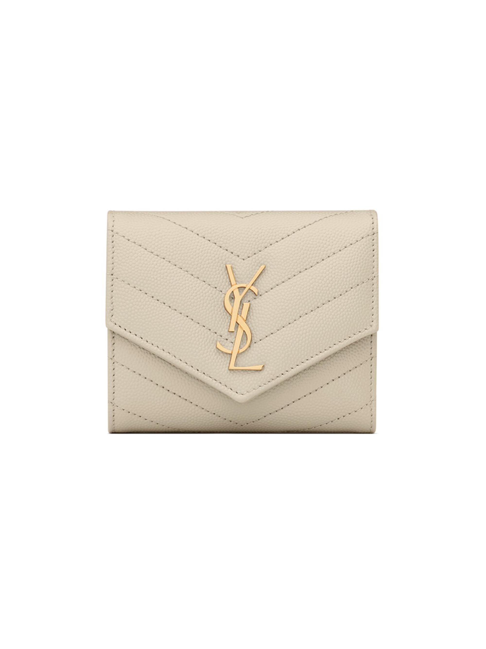 Saint Laurent Women's Cassandre Matelassé Multi-Fold Wallet in Leather - Crema Soft