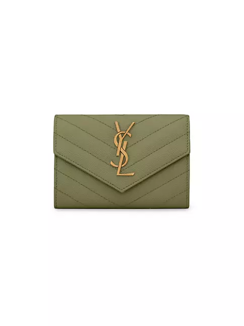 CASSANDRE MATELASSÉ small envelope wallet in grain de poudre embossed  leather, Saint Laurent