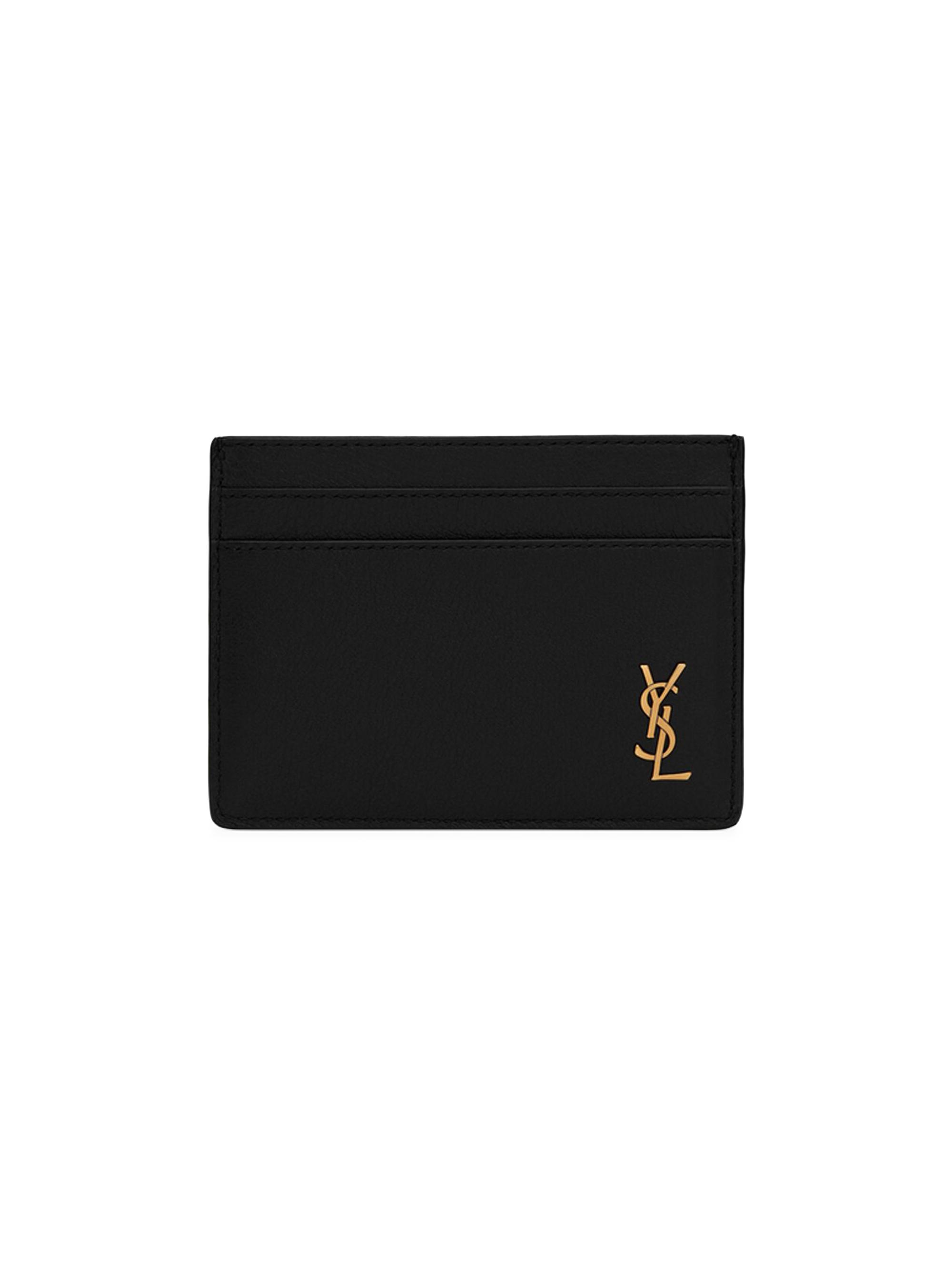 Saint Laurent Tiny Cassandre Card Case in Grained Leather | Saks