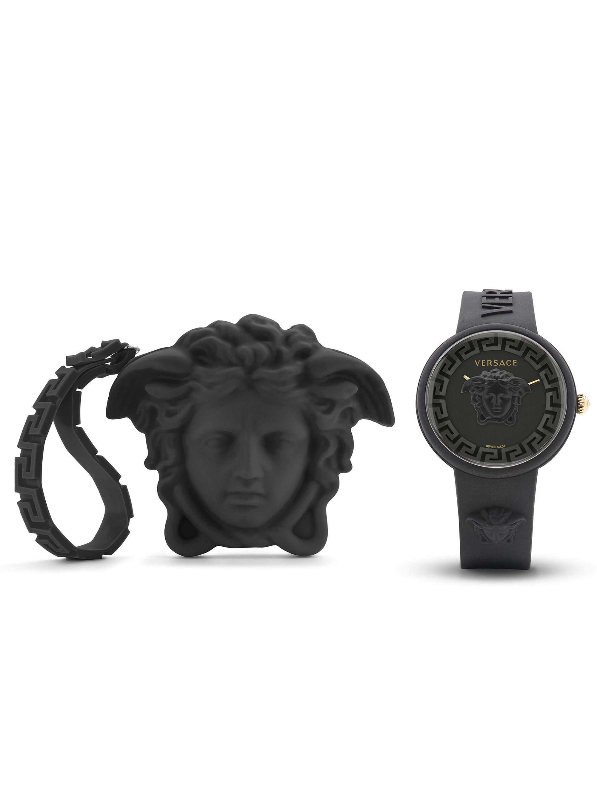Versace Men's Unisex Medusa Pop Matte Silicone Watch - Black