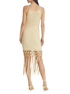 Diana fringe-trimmed knit midi dress